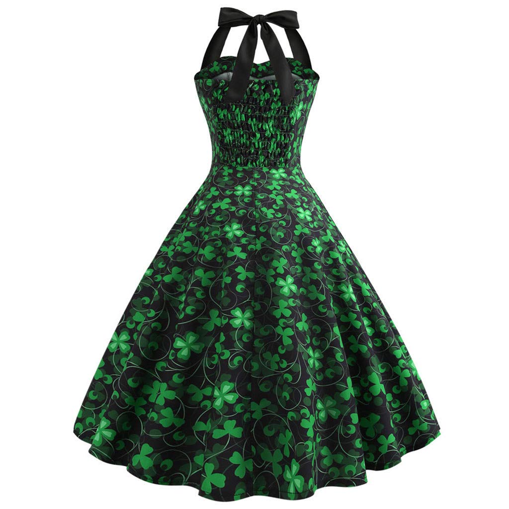 Women's St. Patrick's Day Fancy Dress - Green Clover Shamrock Irish Lady Costume for Party & Celebration