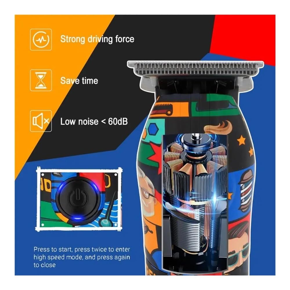 Rechargeable Cordless Electric Hair Clippers for Men - Graffiti Design 2-Piece Set, Professional Hair Trimmer & Shaver Kit | Perfect for Home Grooming, Barber Shops & Travel