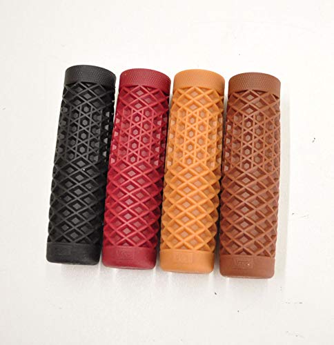 Vans Waffle Pattern Rubber Motorcycle Grips - Oxblood Red - Pair for 7/8