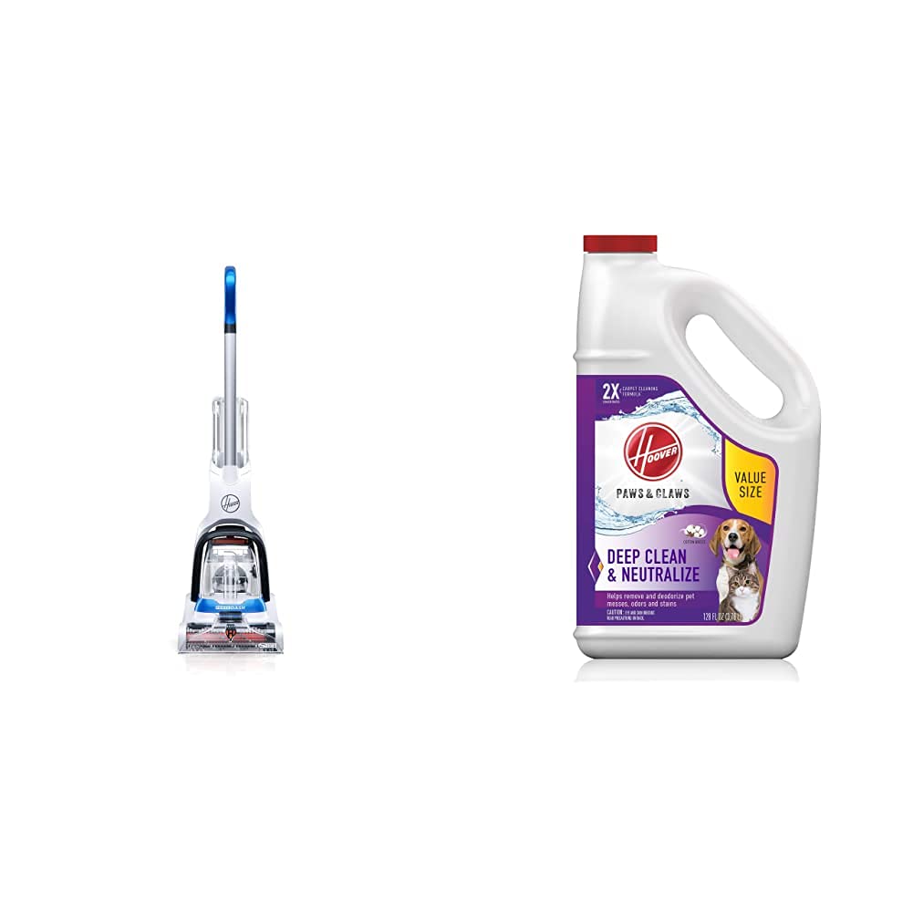Hoover PowerDash Pet Compact Carpet Cleaner Machine - Lightweight Deep Cleaning for Pet Hair & Stains (FH50700) | Blue Paws & Claws Carpet Shampoo Concentrate | Perfect for Homes with Dogs, Cats & Pets