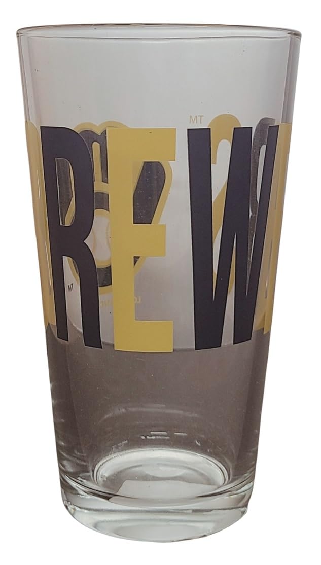 MLB Overtime 16oz Pint Glass - Milwaukee Brewers Official Licensed Barware - Perfect for Beer, Cocktails & Game Day Celebrations