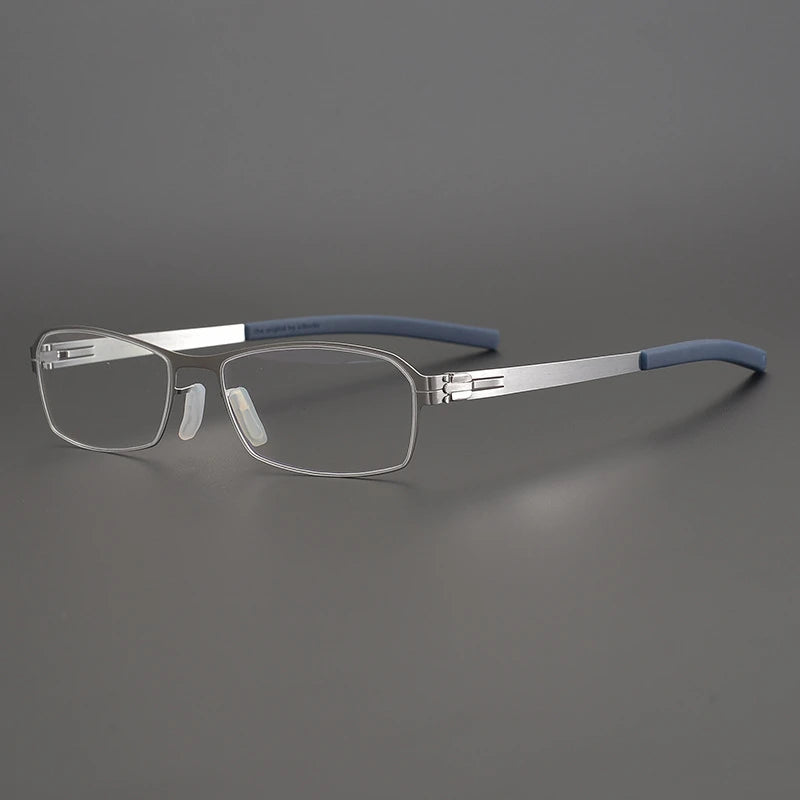Black Unisex Semi-Rimless Square Screwless Steel Eyeglasses Frame 49006 - Perfect for Reading, Work & Fashion Accessories