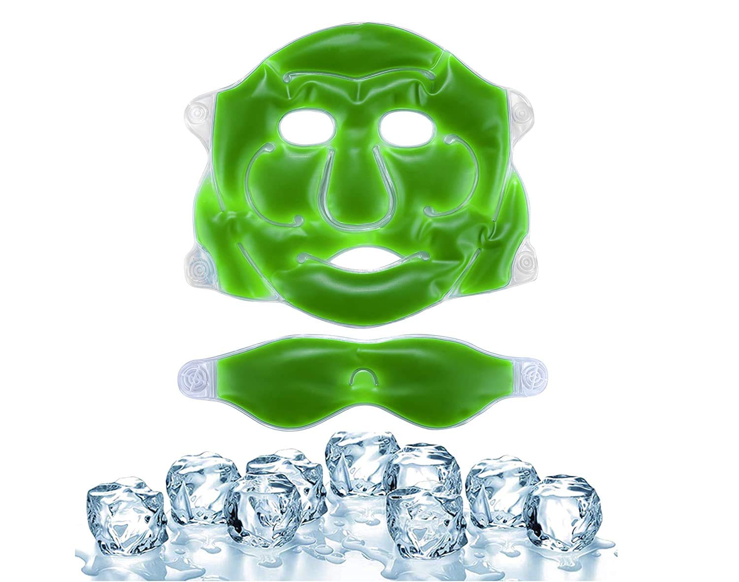 Krintonwel Aloe Vera Cooling Face Mask for All Skin Types - Includes Eye Mask - 1 Count - Perfect for Hydration, Soothing Sunburn & Relaxation