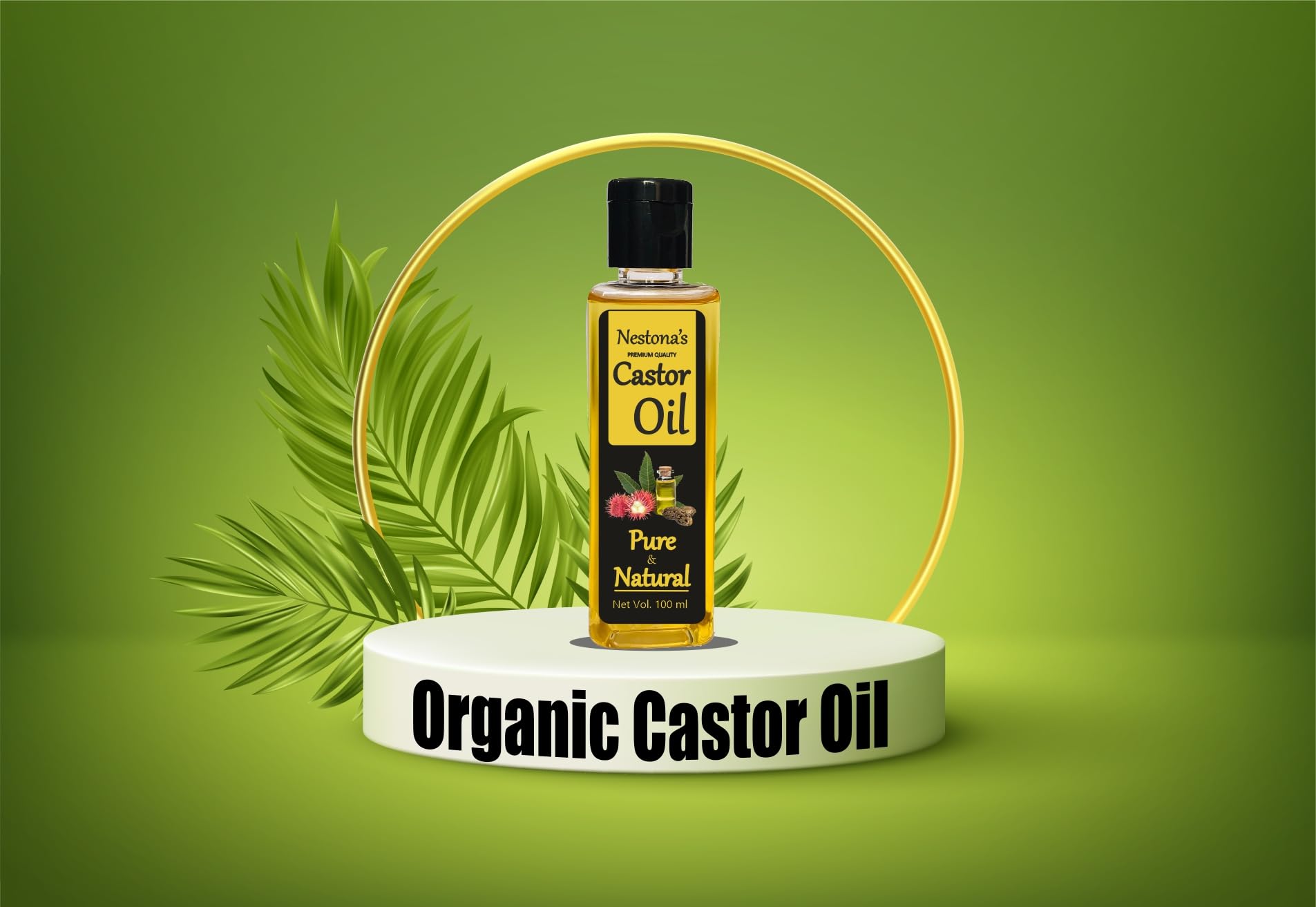 Nestona's Premium Organic Castor Oil for Hair Growth, Eyelashes & Eyebrows | 100% Pure, Chemical-Free Hair Conditioner | Natural Solution for Thicker, Longer Hair | Perfect for Daily Hair & Lash Care Routine