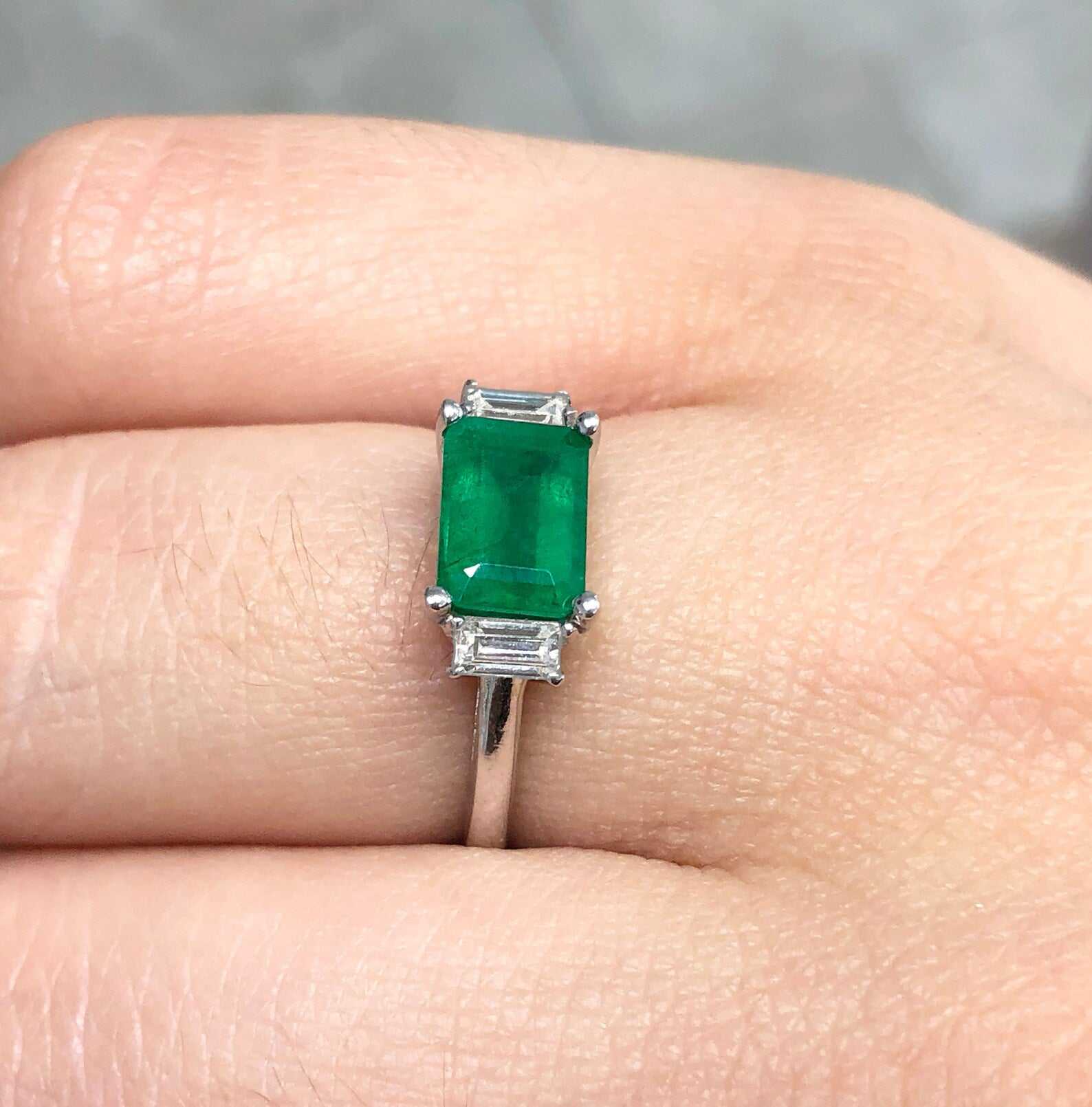 2.0tcw Emerald Cut East to West Baguette Diamond Ring in 14K Gold - Elegant Three Stone Engagement Ring for Women, Perfect for Proposals, Anniversaries & Special Occasions