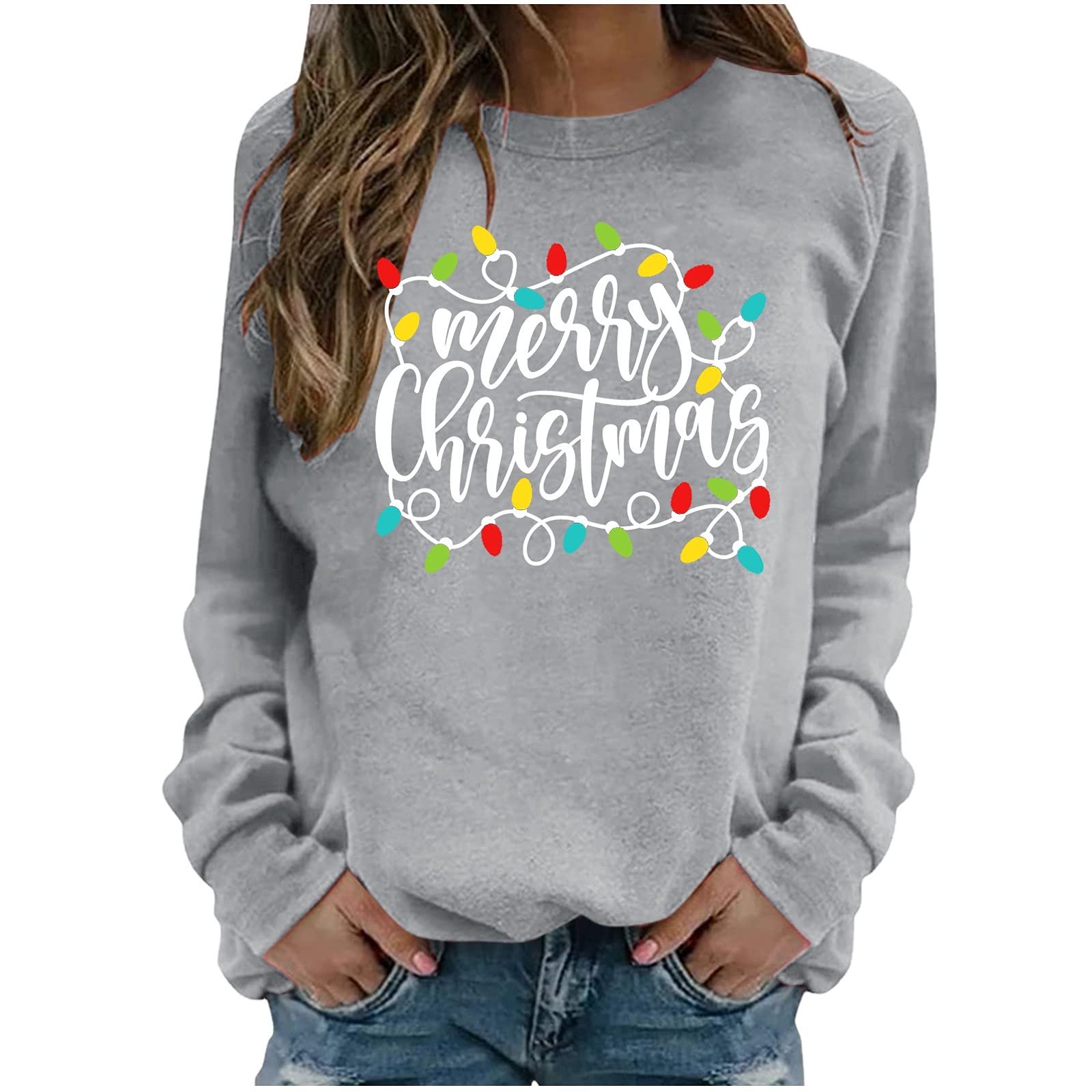 Women's Christmas Print Pullover Hoodie - Cozy Zip Up Sweatshirt with O-Neck for Daily Wear | Cute Holiday Outfit for Winter & Casual Fashion