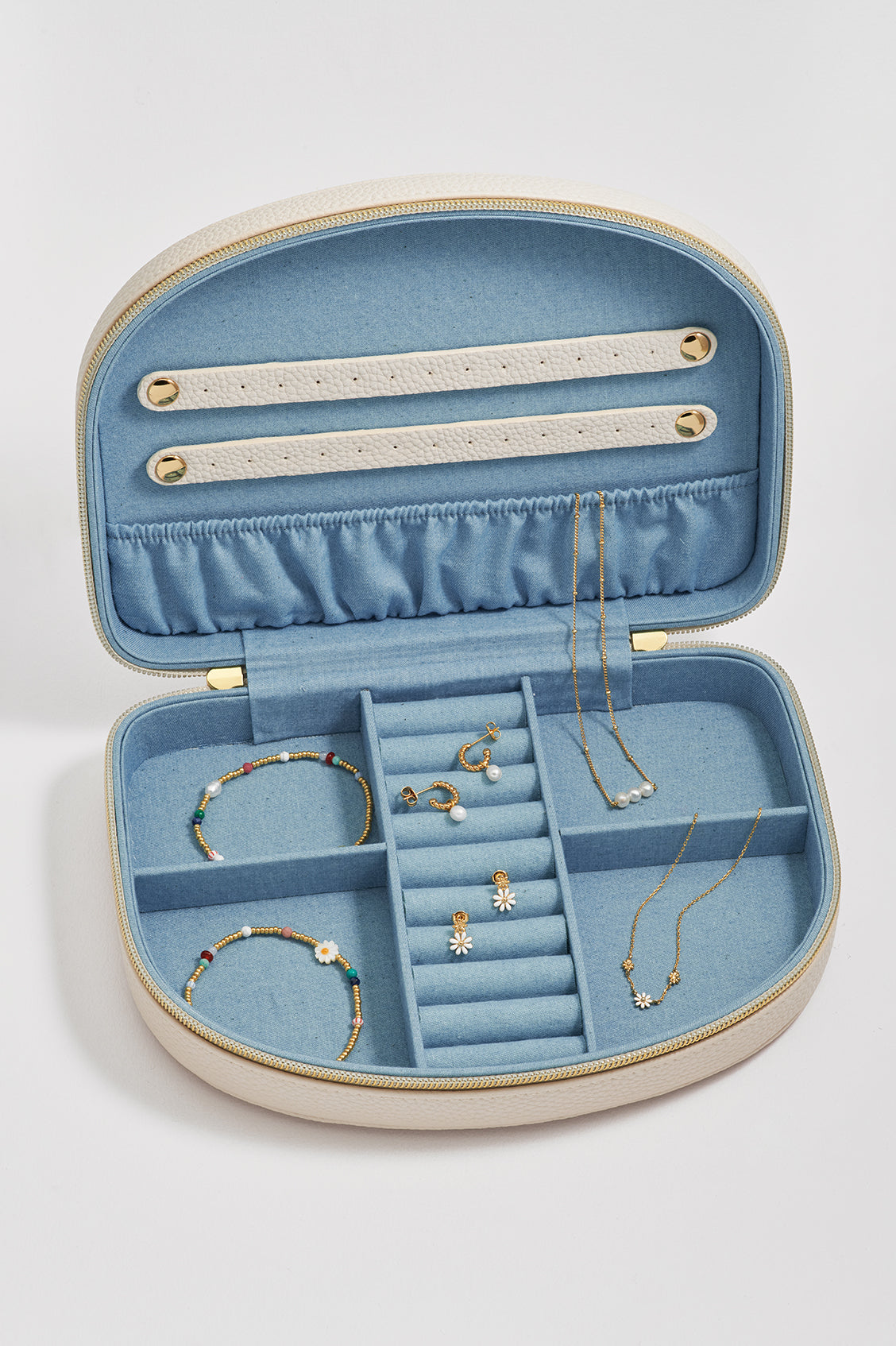 Half Moon Large Jewelry Box - Elegant Storage for Necklaces, Rings & Bracelets - Perfect for Travel, Gifts & Home Decor