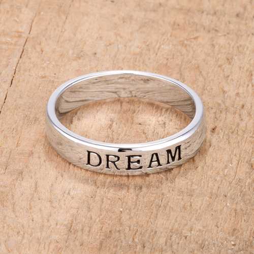 DREAM Rhodium Eternity Band Ring for Women - 14K White Gold Plated Wedding & Anniversary Jewelry Gift - Perfect for Bridal, Engagement & Special Occasions