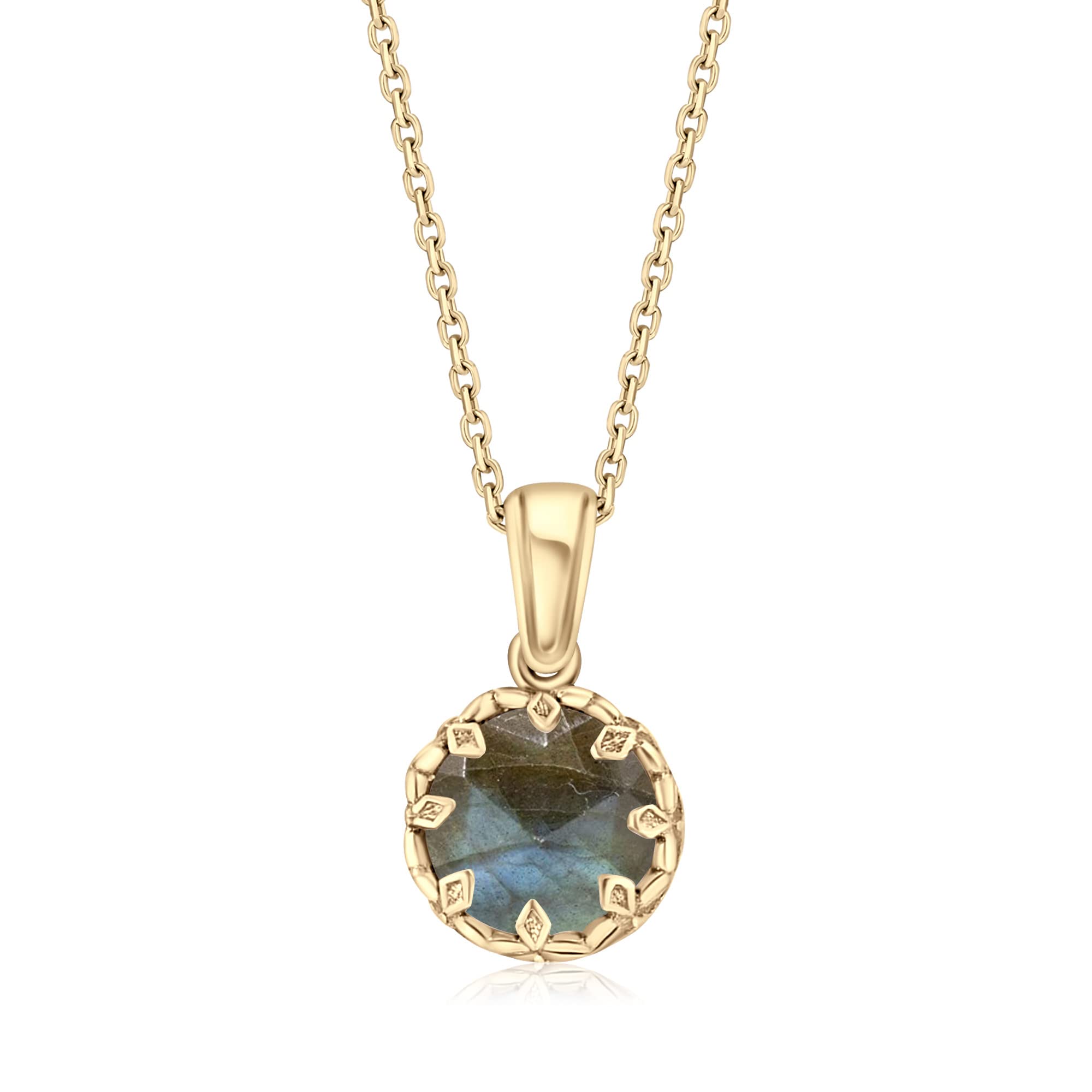 14K Gold Plated Labradorite Necklace for Women - Elegant 925 Sterling Silver Birthstone Pendant - Minimalist Gold Jewelry for Everyday Wear, Gifts & Special Occasions