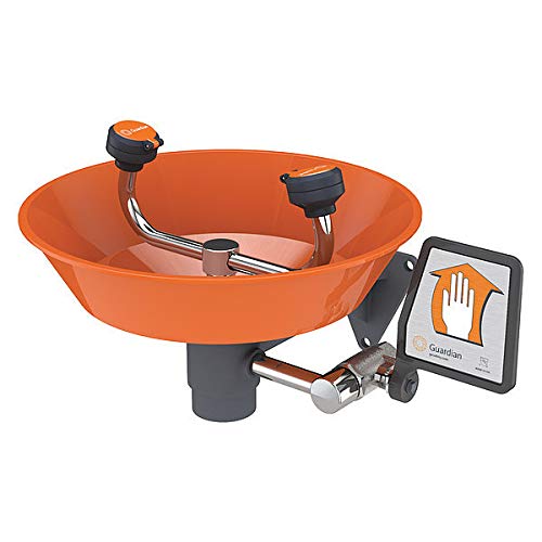 Wall-Mounted Emergency Eyewash Station with Durable ABS Plastic Bowl - Orange Safety Shower for Laboratories, Factories & Chemical Workplaces