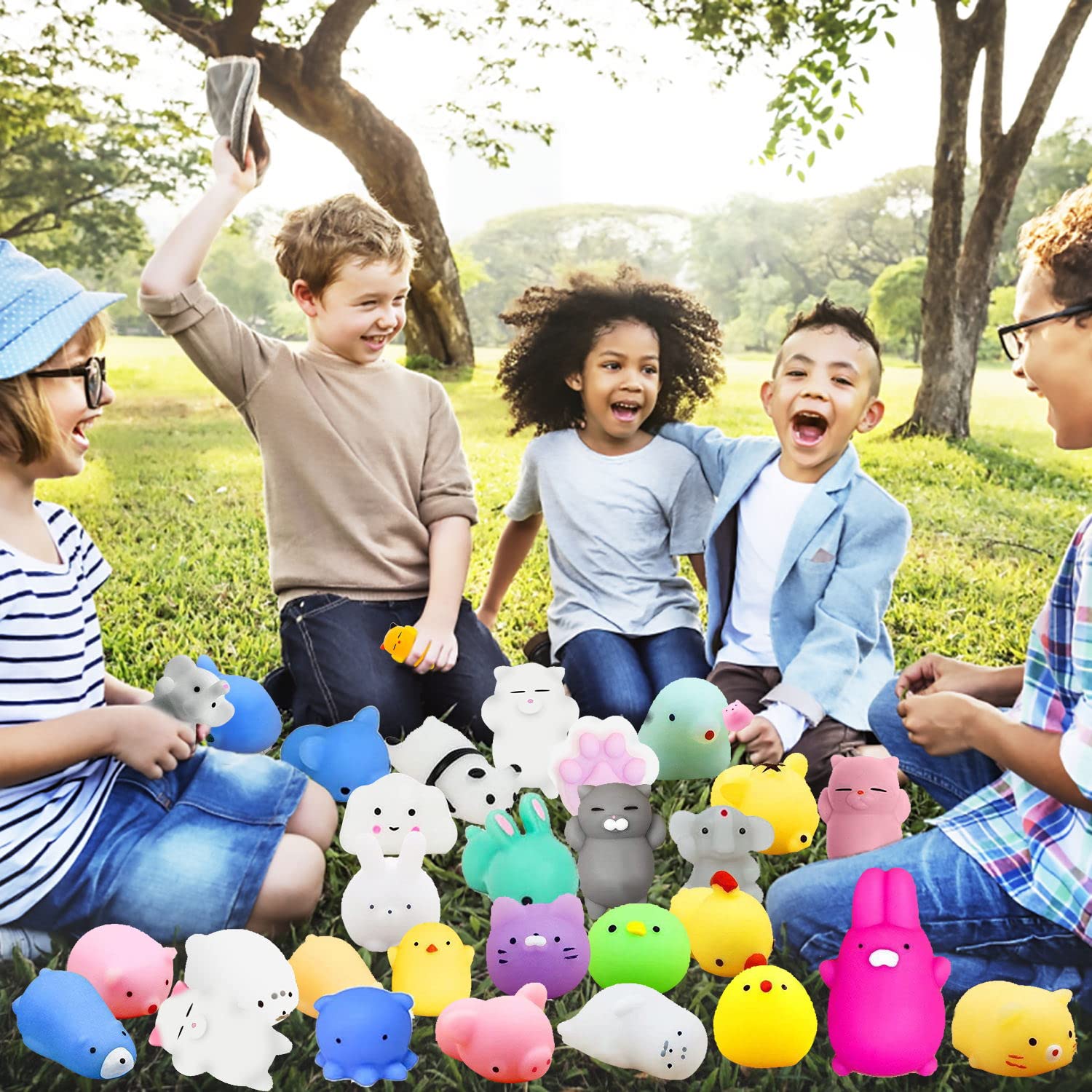 30Pcs Kawaii Squishy Toys for Kids - Stress Relief & Party Favors for Birthdays & Classrooms