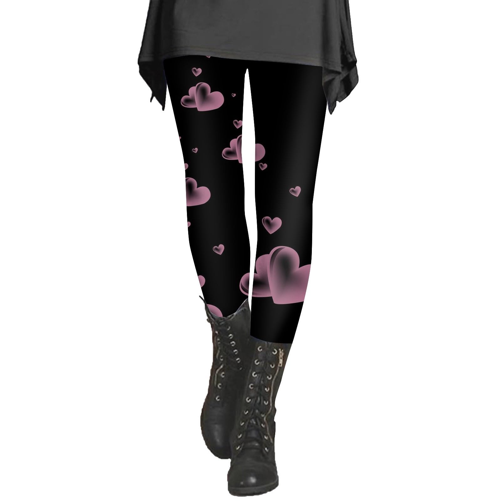 Valentine's Day Heart Print Leggings for Women - Plus Size XL, Stretchy & Comfortable Yoga Pants - Perfect for Valentine's Gifts, Date Nights & Workout Sessions