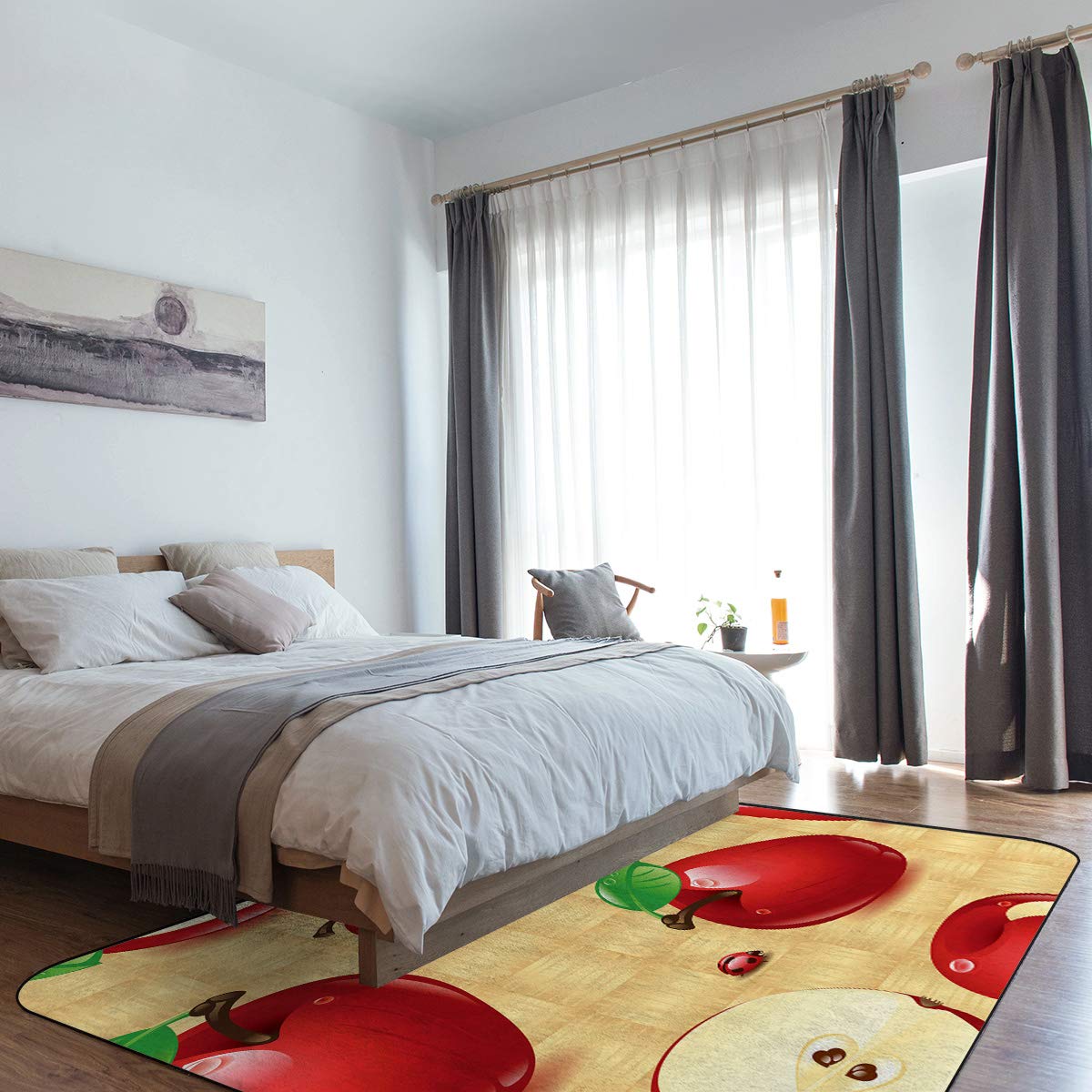 Non-Slip Red Apples Area Rug 4'x6' - Modern Home Decor Floor Carpet for High Traffic Areas, Kitchen Mats & Living Room Pads | Perfect for Entryways, Bedrooms & Home Office Spaces