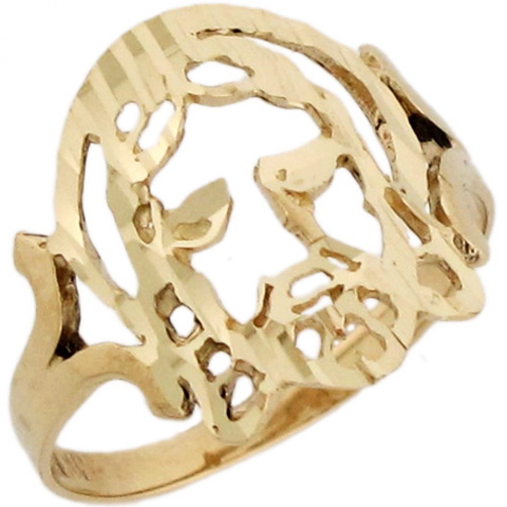 10K Yellow Gold Jesus Religious Diamond Cut 1.4cm Unisex Ring - Perfect for Daily Wear, Church Services & Spiritual Gifts