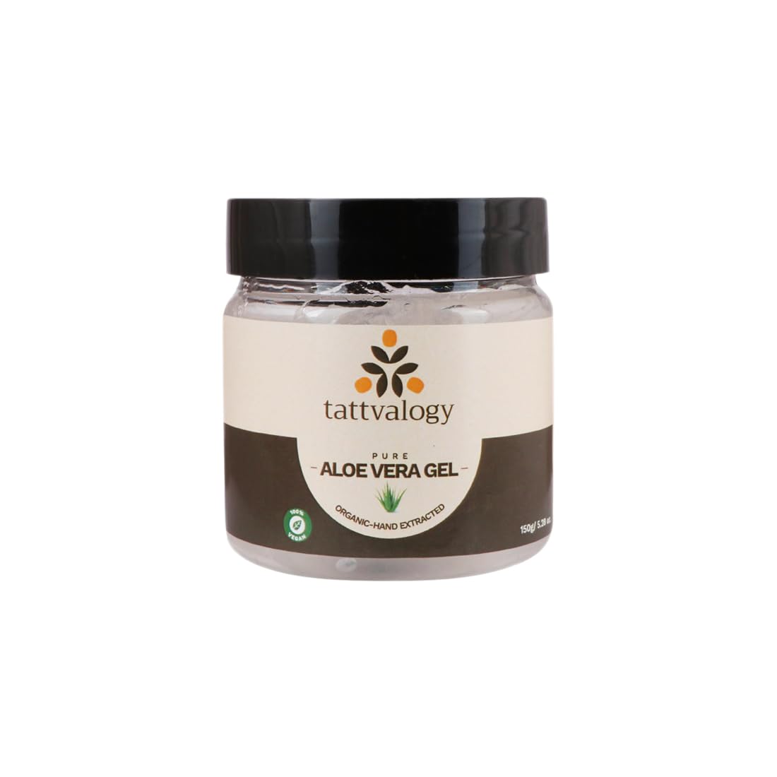 Tattvalogy Aloe Vera Gel 150g or 200ml - Natural Organic Aloe Vera for Fine Lines, Wrinkles, Acne & Skin Irritation - Hydrating & Soothing Face & Body Moisturizer - Hand Extracted Aloe Pulp - Perfect for Sunburn Relief, After Shave & Daily Skincare Routine