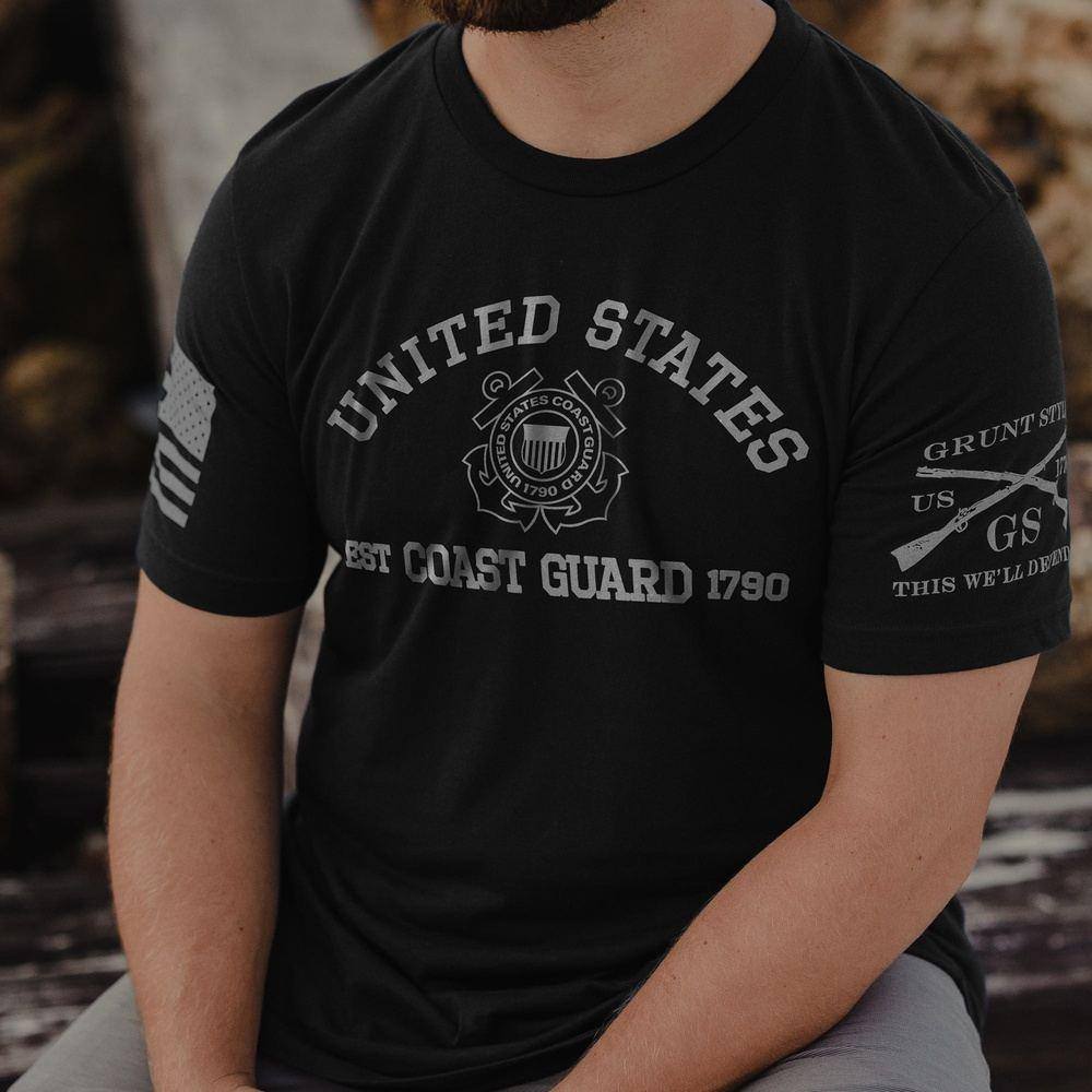 USCG Est. 1790 Vintage T-Shirt - Black Cotton Crewneck Tee for Men & Women | Perfect for Military Appreciation, Patriotic Events & Casual Wear