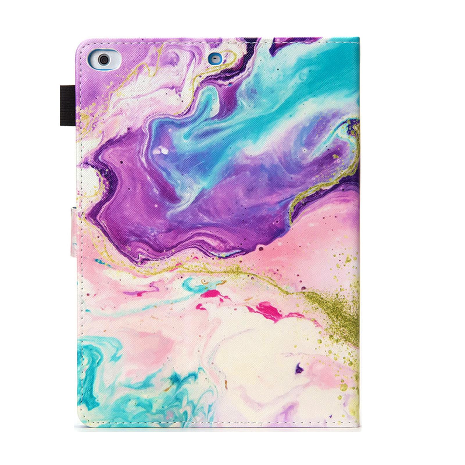 Premium PU Leather iPad Case for iPad 9.7 Inch (2018/2017) - Compatible with iPad 6th/5th Gen & iPad Air 1/Air 2 - Folio Stand Cover with Pencil Holder & Auto Sleep/Wake Feature - Purple Marble Design - Perfect for Work, School & Travel Protection