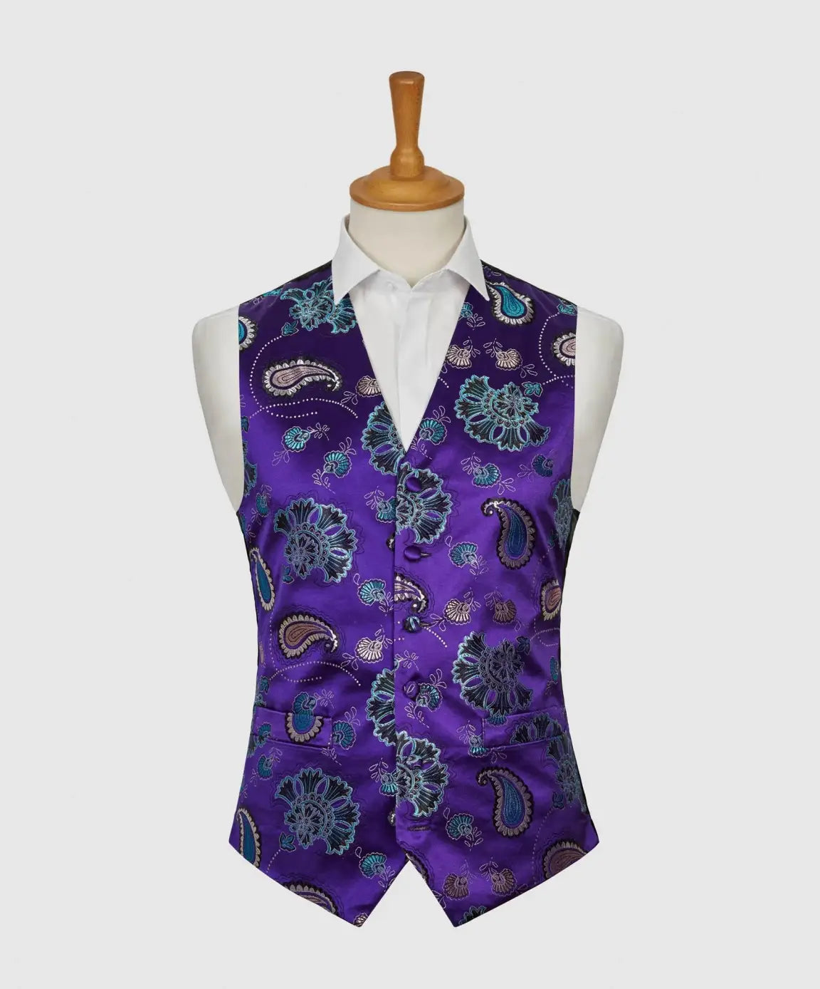 LA Smith Purple Paisley Fancy Waistcoat for Men | Elegant Vintage Vest for Weddings & Formal Events | Perfect for Cosplay and Steampunk Outfits