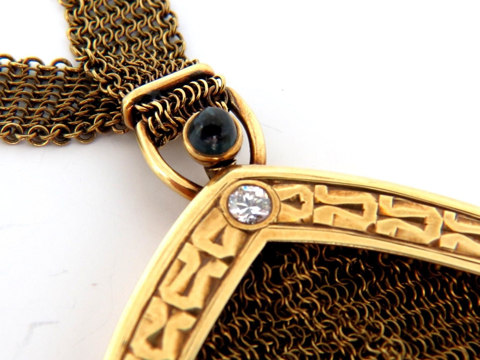 14K Gold Vintage Ladies Purse with 1.00ct Sapphire & Diamonds - Flexible Mesh Strap Handle - Elegant Evening Bag for Parties, Weddings & Special Occasions