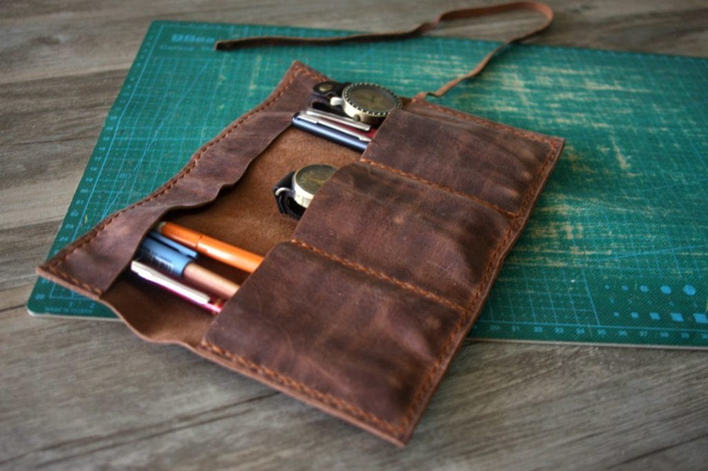 Personalized Leather Pen and Pencil Case Roll - Premium Handmade Writing Accessory Organizer for Students, Artists & Professionals - Perfect for Office, School & Travel Use
