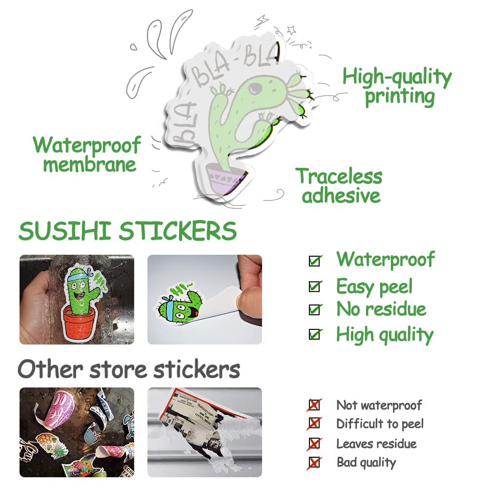 50 Pcs Cute Cactus Vinyl Stickers for Kids - Waterproof Decals for Water Bottles, Laptops, Notebooks & DIY Crafts - Fun Classroom & Party Supplies