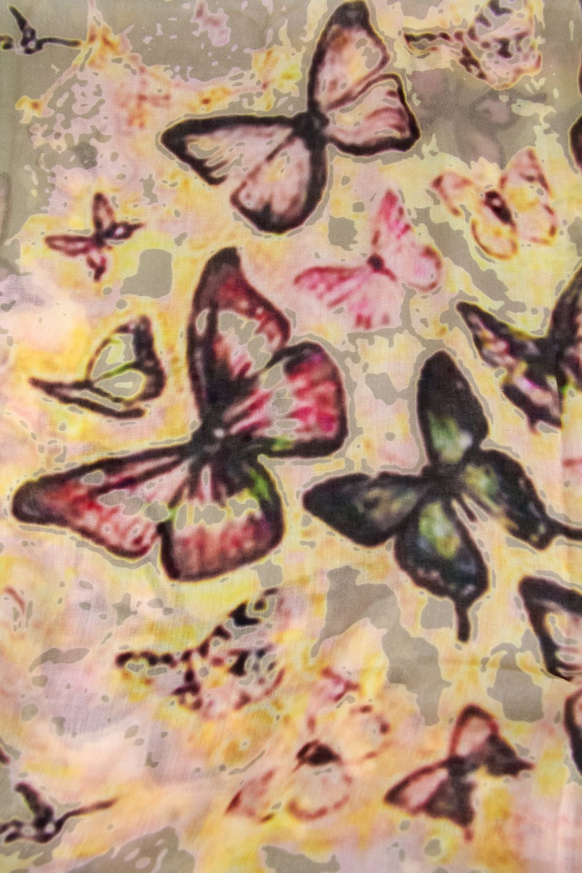 Vibrant Multicolor Butterfly Print Scarf for Women - Soft Lightweight Fashion Accessory for Spring, Summer, and Fall Outfits
