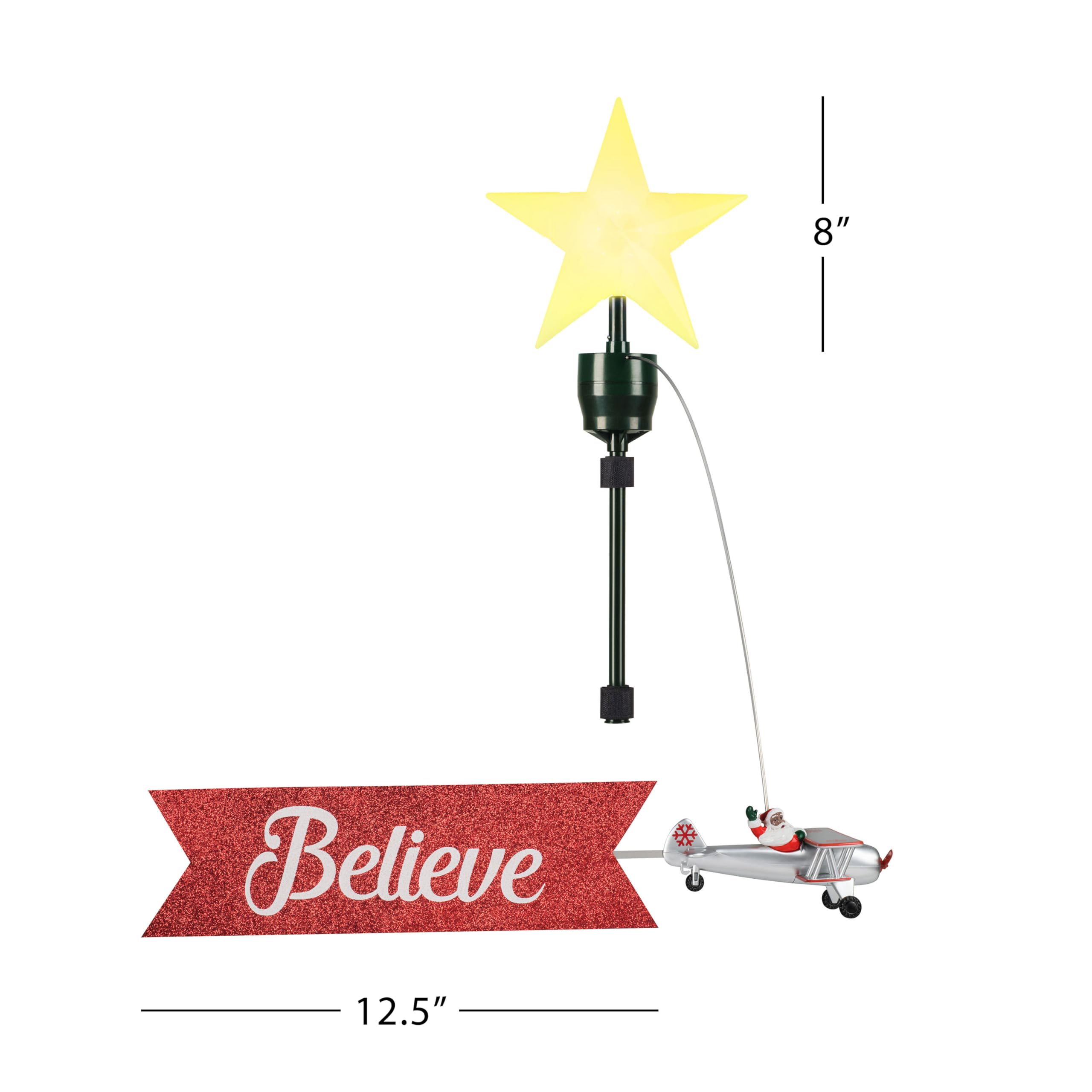 Mr. Christmas Animated African American Santa's Bi-Plane Tree Topper - 21.75