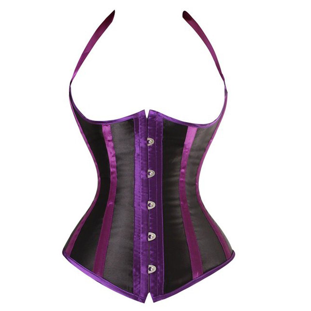 OMG Mixed Striped Halter Lace Up Underbust Corset - Sexy Bustier for Women Plus Size S-6XL | Perfect for Burlesque, Cosplay & Evening Wear