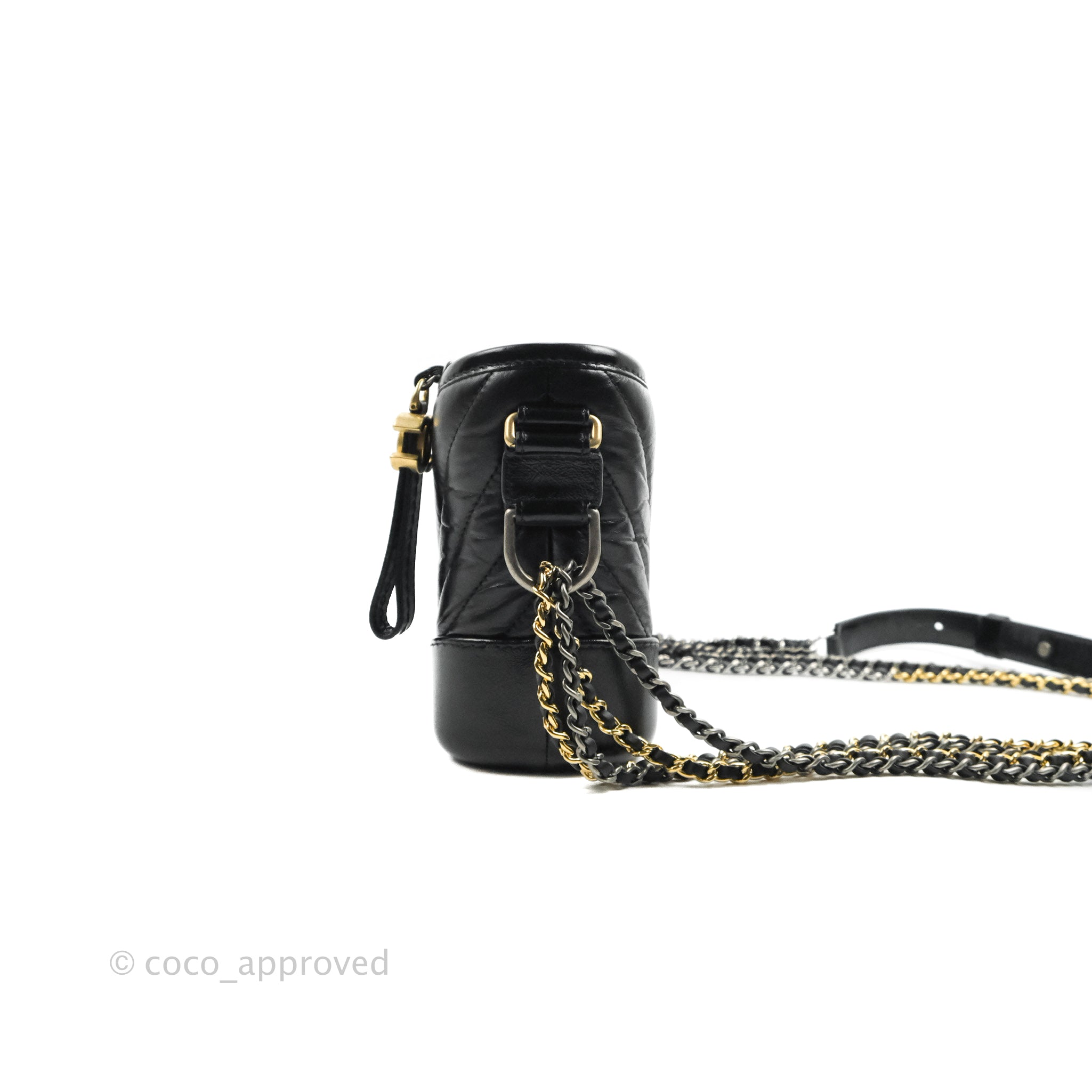 Chanel Small Gabrielle Hobo Bag in Black Calfskin with Chevron Pattern & Mixed Hardware - Perfect for Everyday Use, Work & Special Occasions
