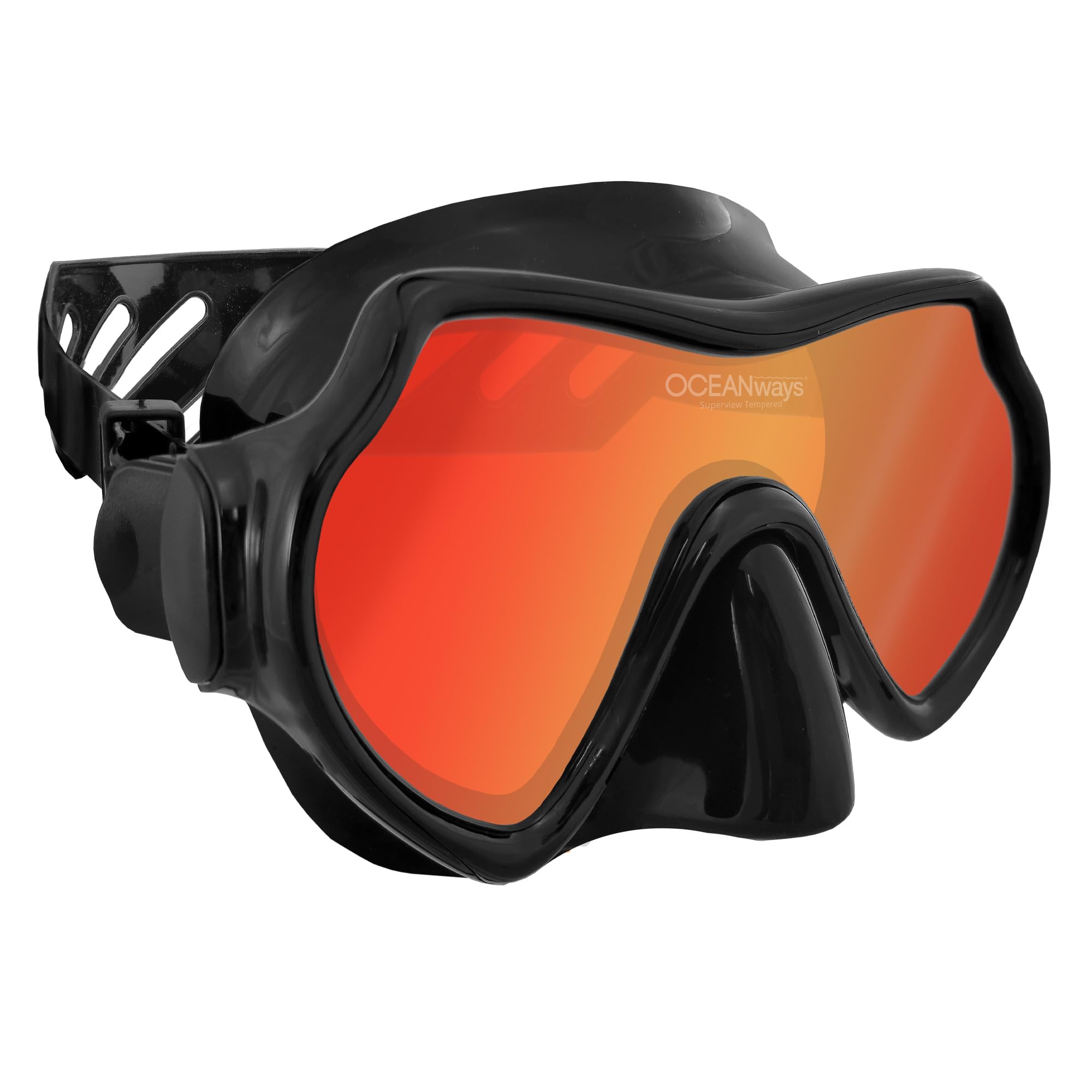 Oceanways SuperView-HD Scuba Diving Mask - Black Silicone Snorkeling Gear for Clear Underwater Vision | Perfect for Scuba Diving, Snorkeling & Freediving Adventures