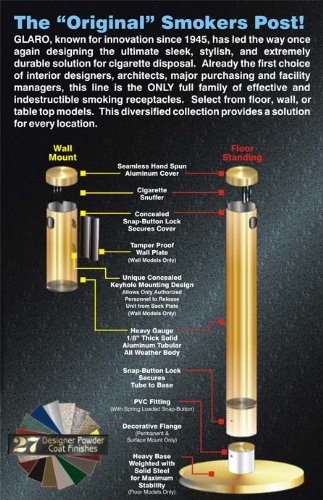 SMOKERS POST Surface Mount Heavy Gauge Gloss Brass Finish - Perfect for Outdoor Smoking Areas, Patios, and Backyard Decor