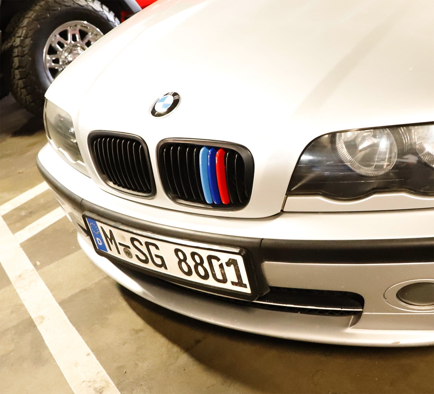 BMW E46 3 Series 4DR Grille Insert Trims (1999-2001) - ///M Colored 10 Beam Grill - Upgrade for Front Bumper & Custom Styling
