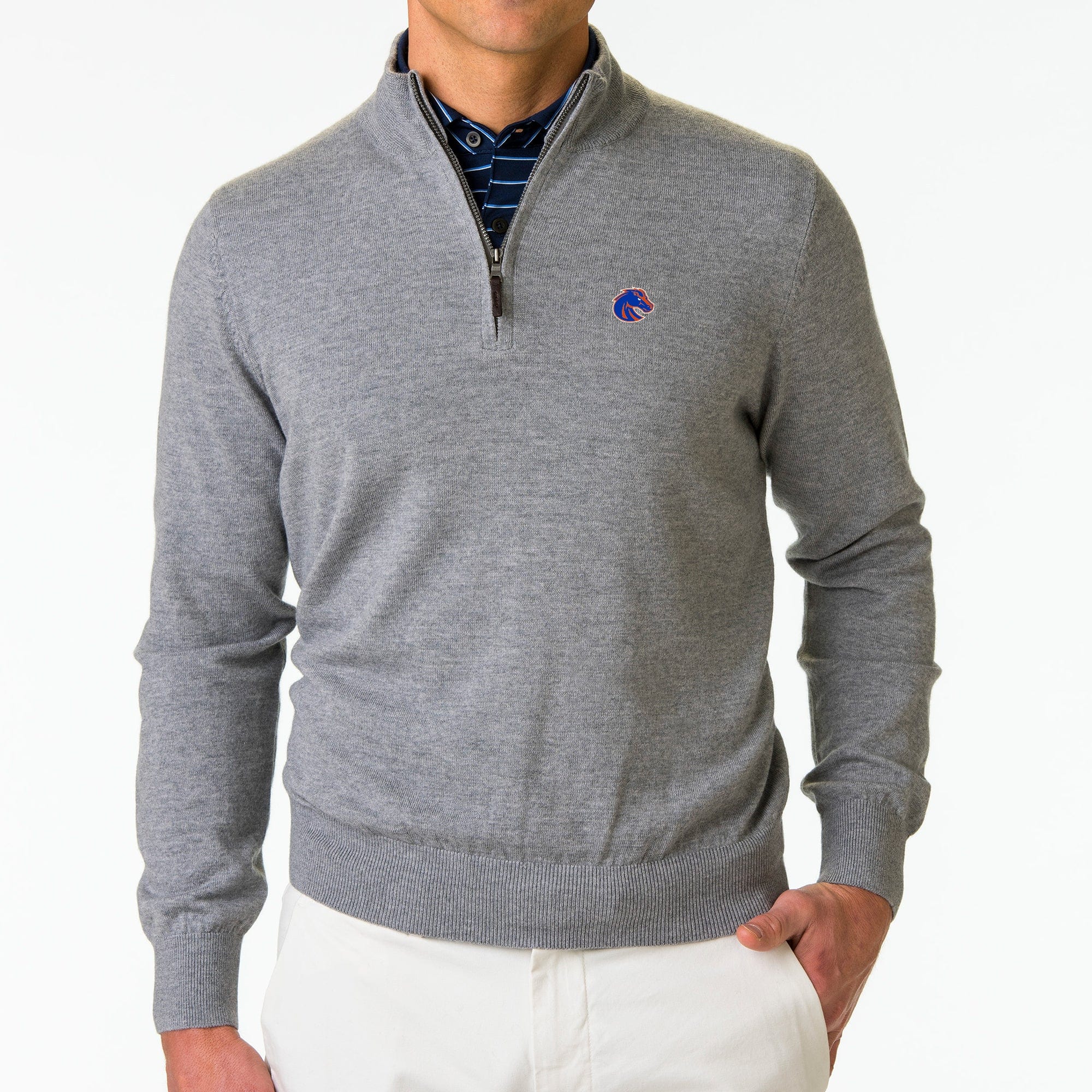 Boise State University Merino Wool Quarter Zip Sweater - Men's & Women's Pullover Windbreaker for Outdoor Activities & Campus Wear