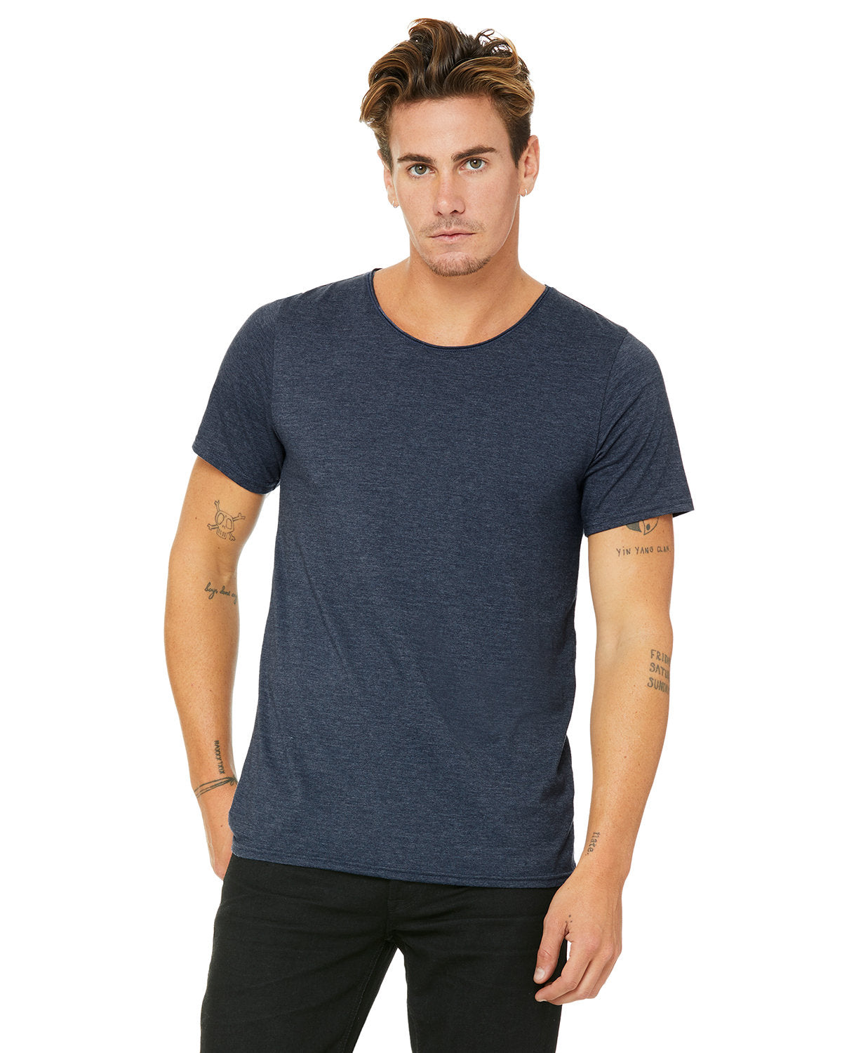 Bella + Canvas B3014 Men's Jersey Raw Neck T-Shirt - Soft Cotton Crewneck Tee for Casual Wear, Gym & Everyday Outfits