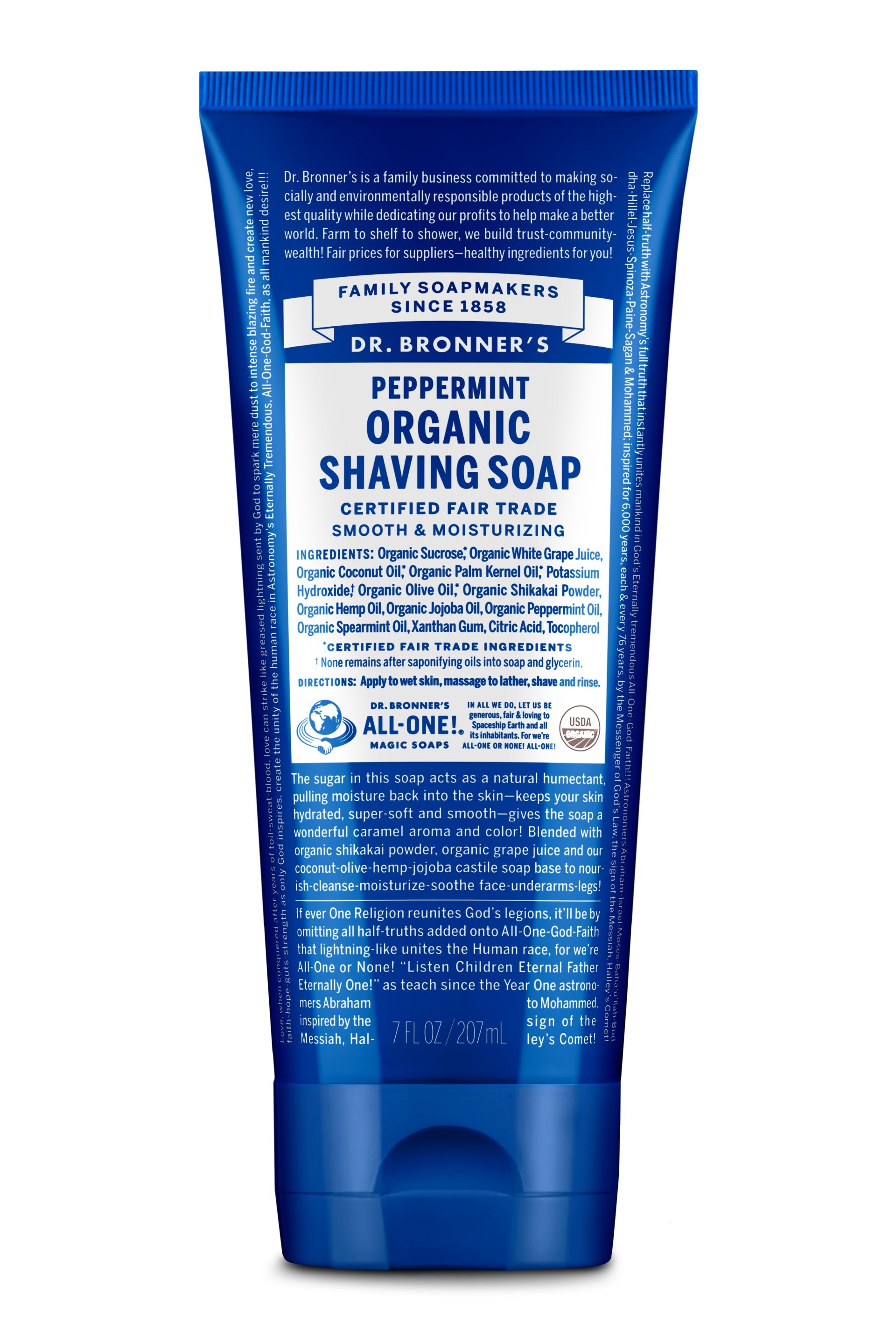 Dr. Bronners Organic Peppermint Shaving Soap for Men - All-Natural Vegan Shaving Cream for Sensitive Skin - Perfect for Daily Shaving & Travel