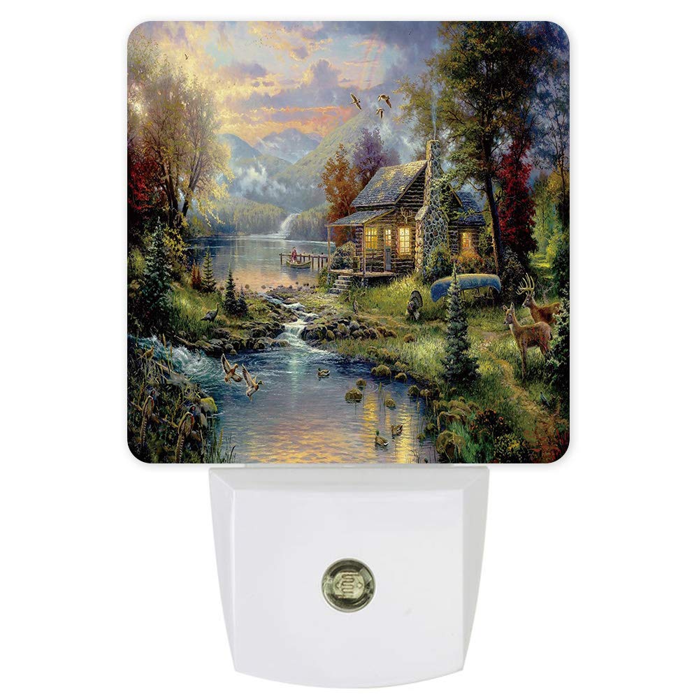 Wild Animals Plug-in LED Night Light with Auto Dusk-to-Dawn Sensor - Forest Scenery for Bedroom, Nursery, Hallway & Stairs | Energy-Efficient Home Decor Lighting for Kids & Adults