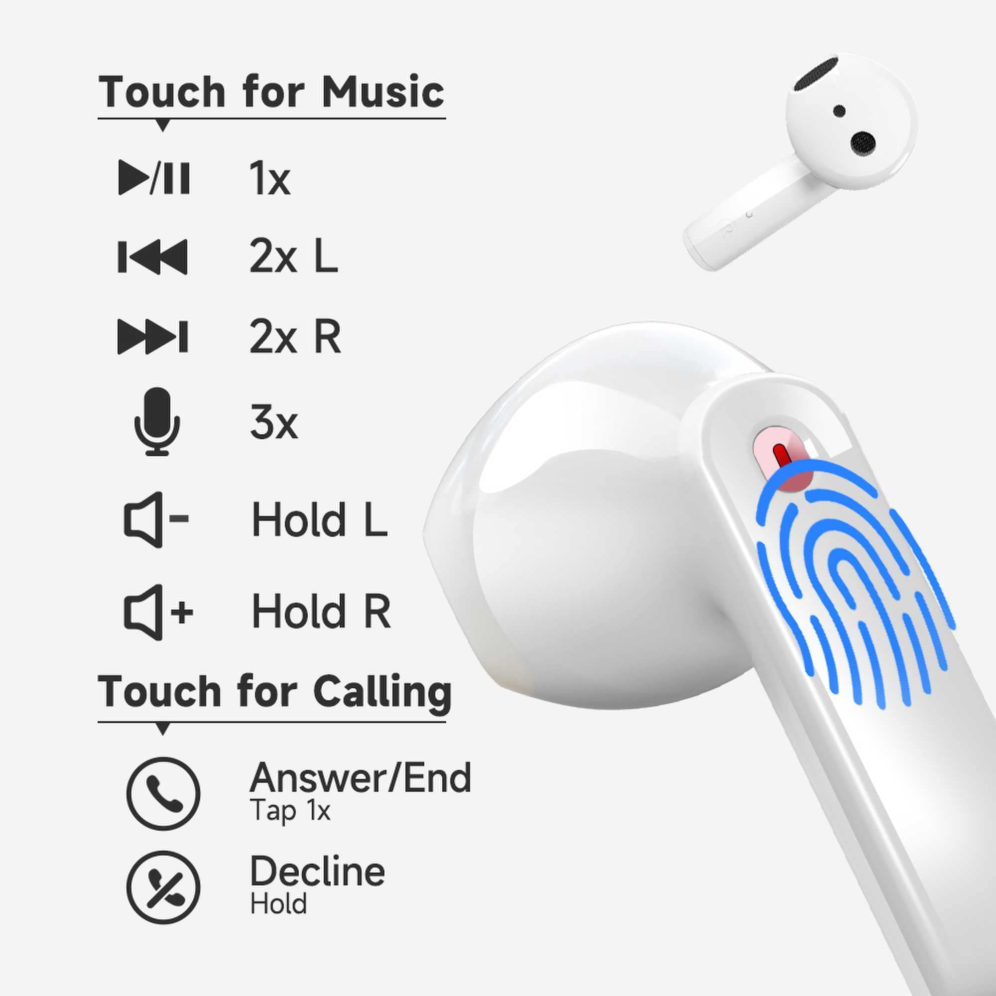 Premium Wireless Earbuds Bluetooth 5.0 with Noise Cancelling, IPX5 Waterproof, Deep Bass & 30H Playtime - Compatible with iPhone & Android - Perfect for Workouts, Commuting & Travel