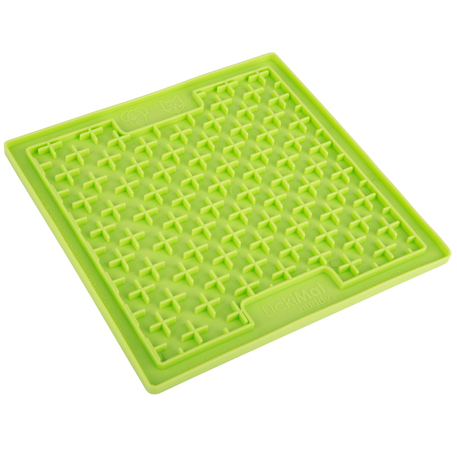 LickiMat Classic Buddy Cat Slow Feeder Lick Mat - Anxiety & Boredom Relief for Cats - Perfect for Wet Food, Treats, Yogurt & Peanut Butter - Fun Alternative to Slow Feed Cat Bowls (Green) - Great for Grooming, Vet Visits & Mealtime Enrichment