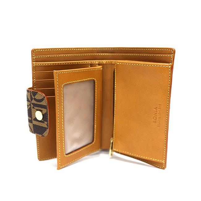 Bonia Monogram 3 Fold Genuine Leather Wallet for Men - Slim RFID Blocking Brown Wallet for Business & Travel - Perfect Gift for Dad, Husband, Boyfriend