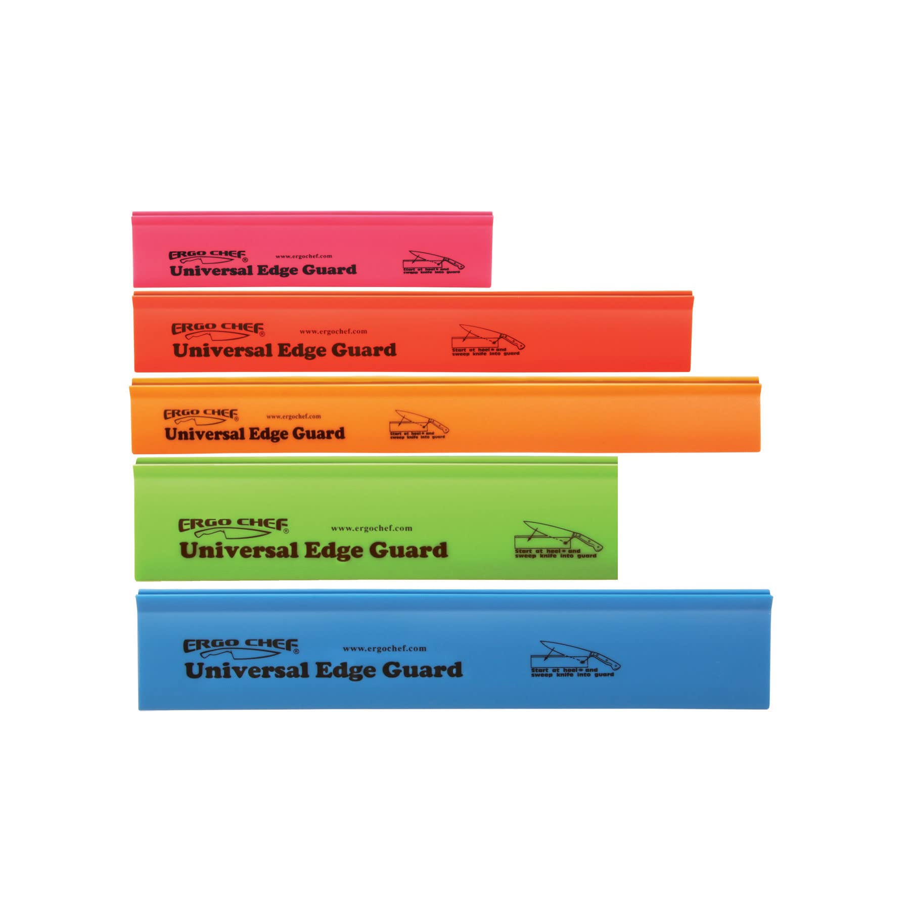 Ergo Chef 5-Piece Universal Knife Edge Guard Set - Multicolor & Multi-Sized Blade Protectors for Chef Knives, Santoku, Bread, Utility & Paring Knives - Perfect for Kitchen Storage, Travel & Knife Safety