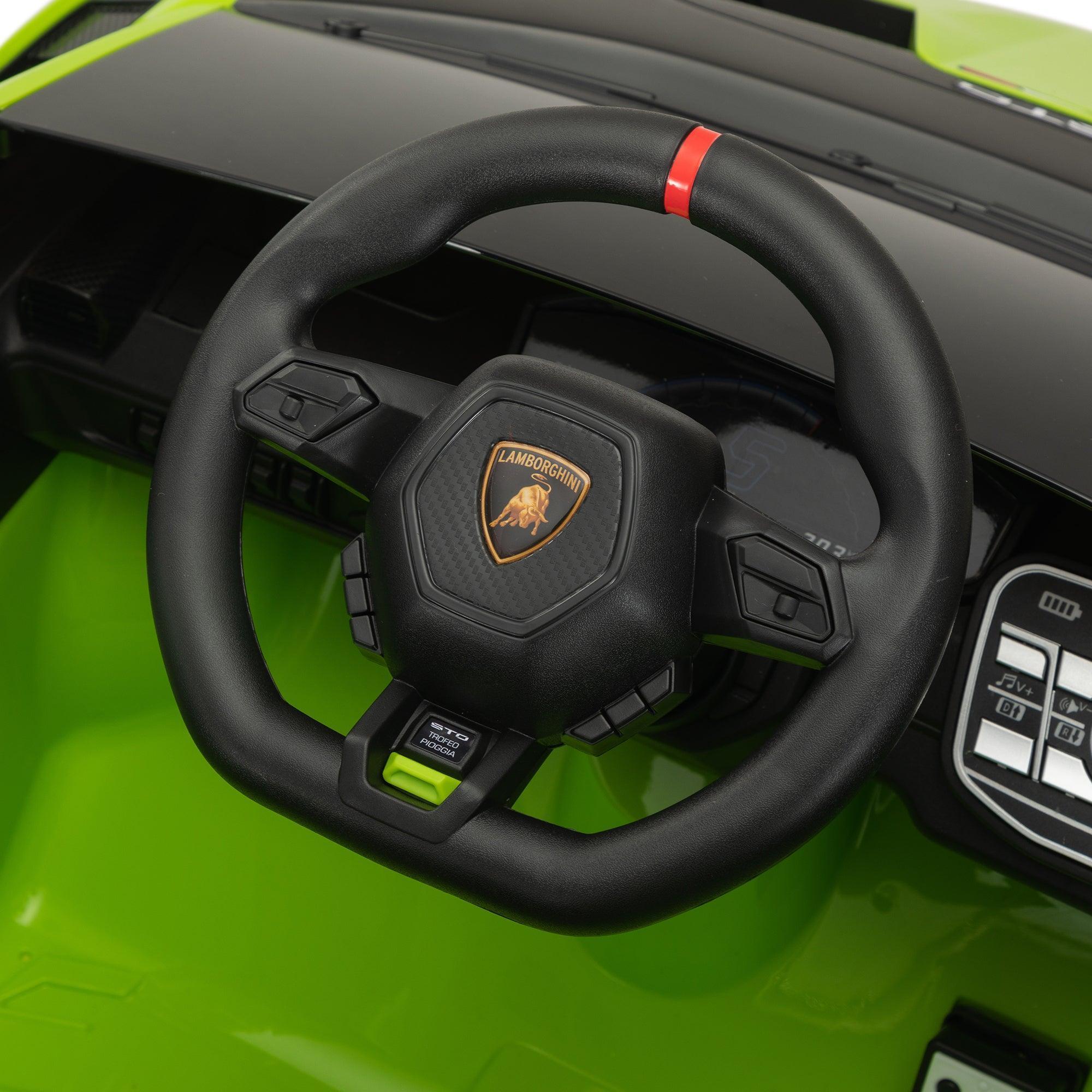 12V Battery Powered Kids Ride On Car - Licensed Lamborghini Remote Control Toy Vehicle with Music Player & LED Lights | Perfect for Birthday Gifts, Outdoor Play & Indoor Fun