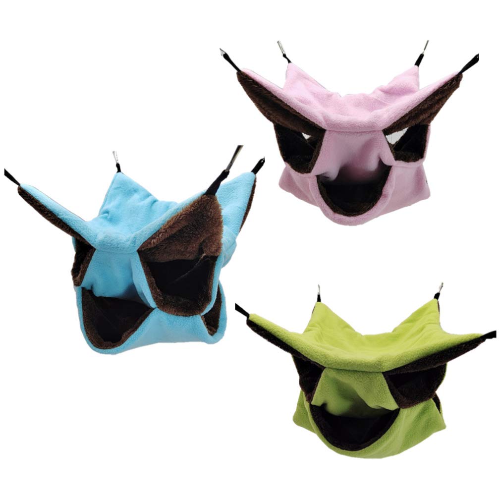 Balacoo 3-Piece Hamster Bed Set - Hanging Hammock, Nest & Swing for Small Animals (Blue Green) | Cozy Sleeping House for Hamsters, Chinchillas & Dwarf Rabbits | Perfect for Cages, Playpens & Pet Travel