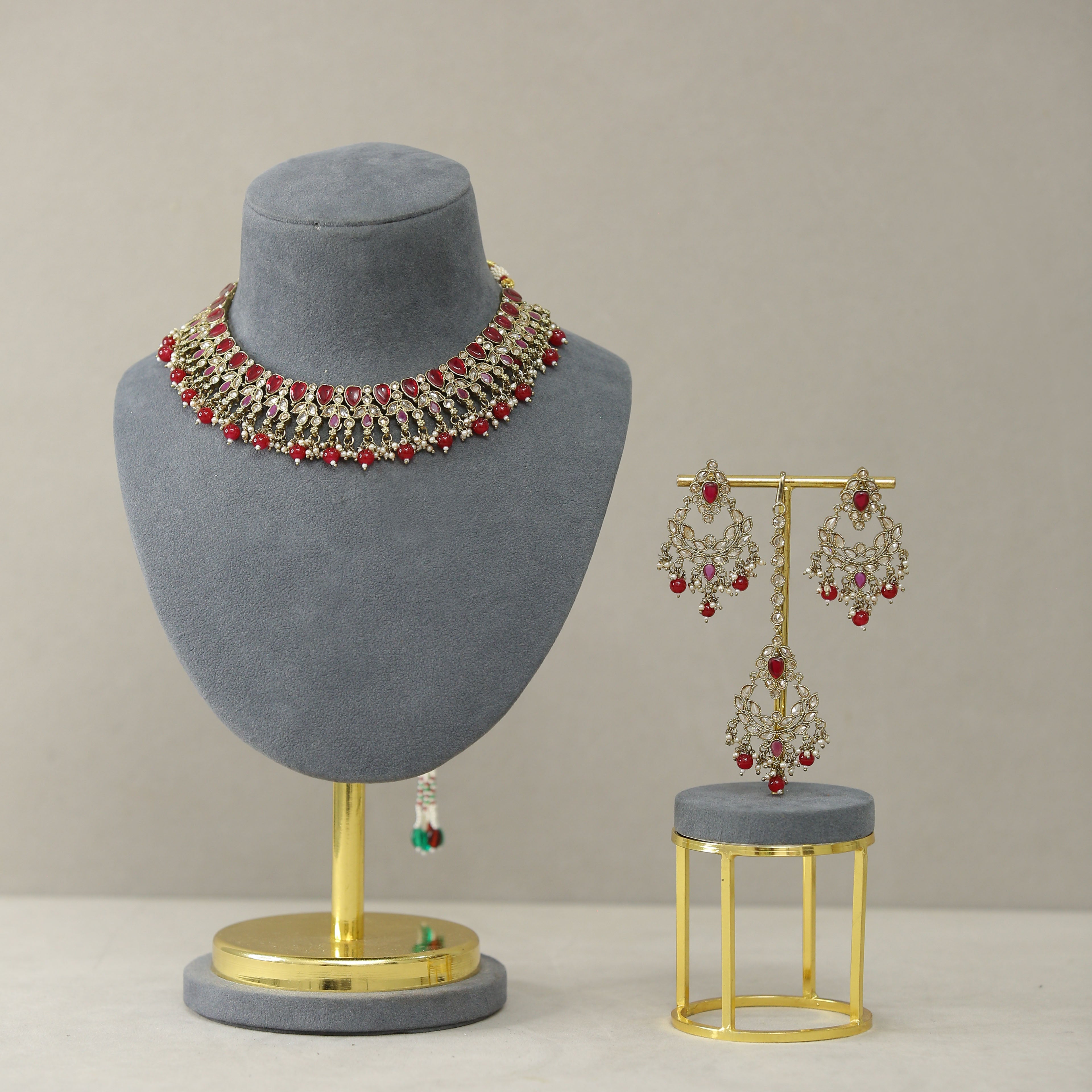 Chandni Polki Full Set With Tikka – Traditional Indian Bridal Jewelry Set for Weddings & Special Occasions