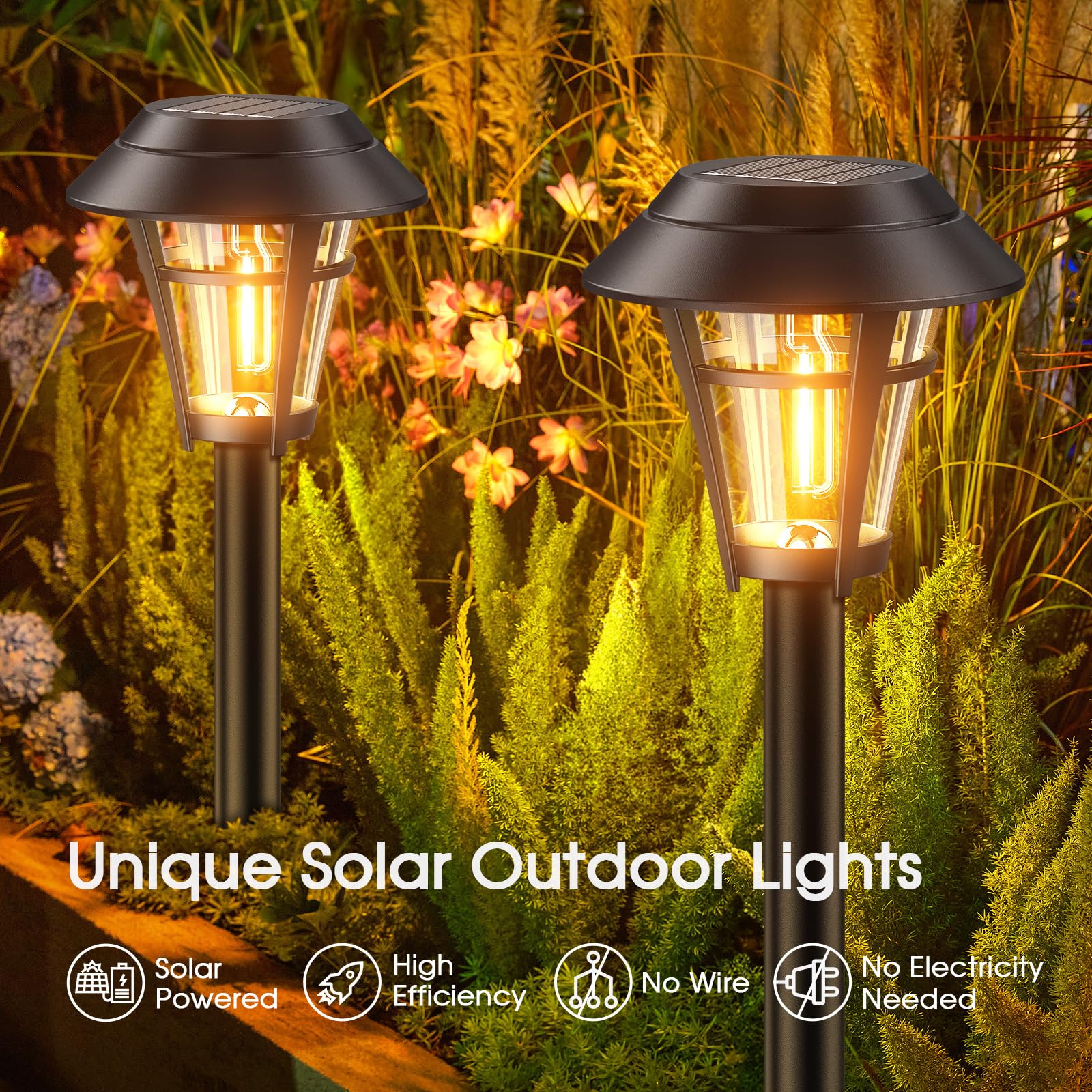 10 Pack Solar Pathway Lights Outdoor Waterproof - Auto On/Off Solar Powered Garden Lights for Yard, Lawn, Patio, Walkway & Driveway | Perfect for Landscape Lighting, Evening Safety & Outdoor Decor