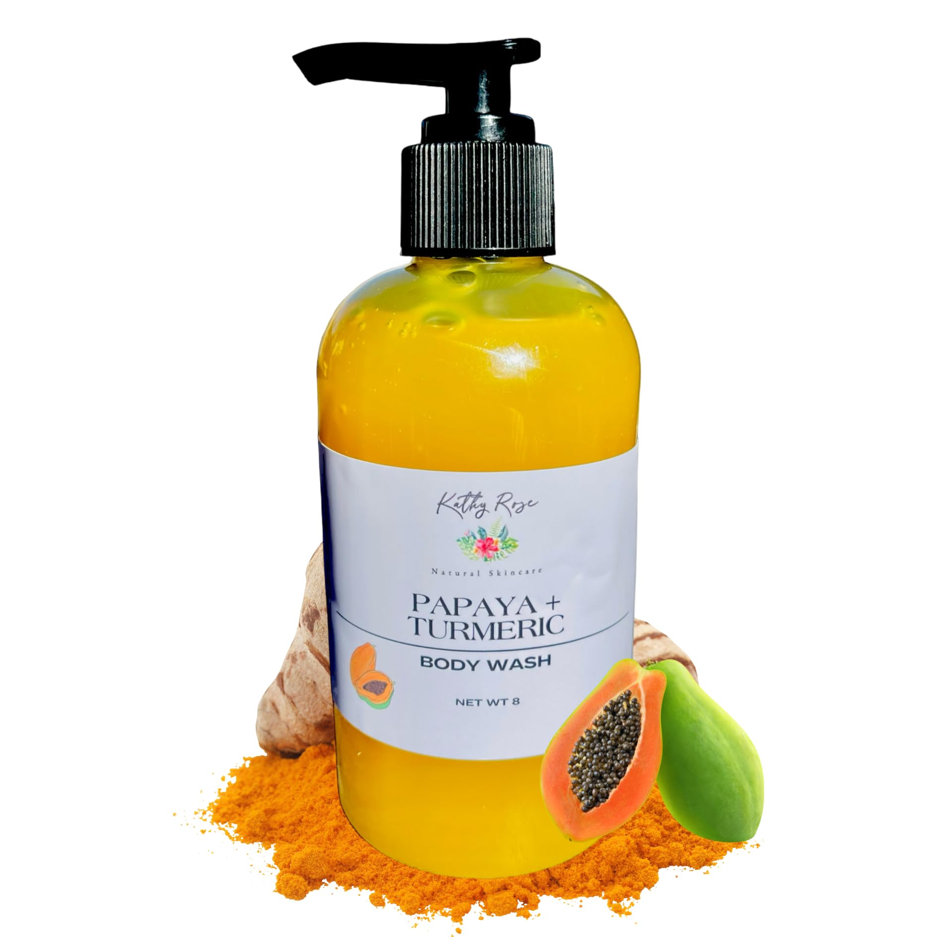 Papaya Turmeric Brightening Body Wash for Dark Spots & Uneven Skin Tone - Deep Cleansing Formula for Inner Thighs, Underarms & Dull Skin - 8oz Natural Body Soap for Glowing Skin | Perfect for Daily Shower & Post-Workout Care