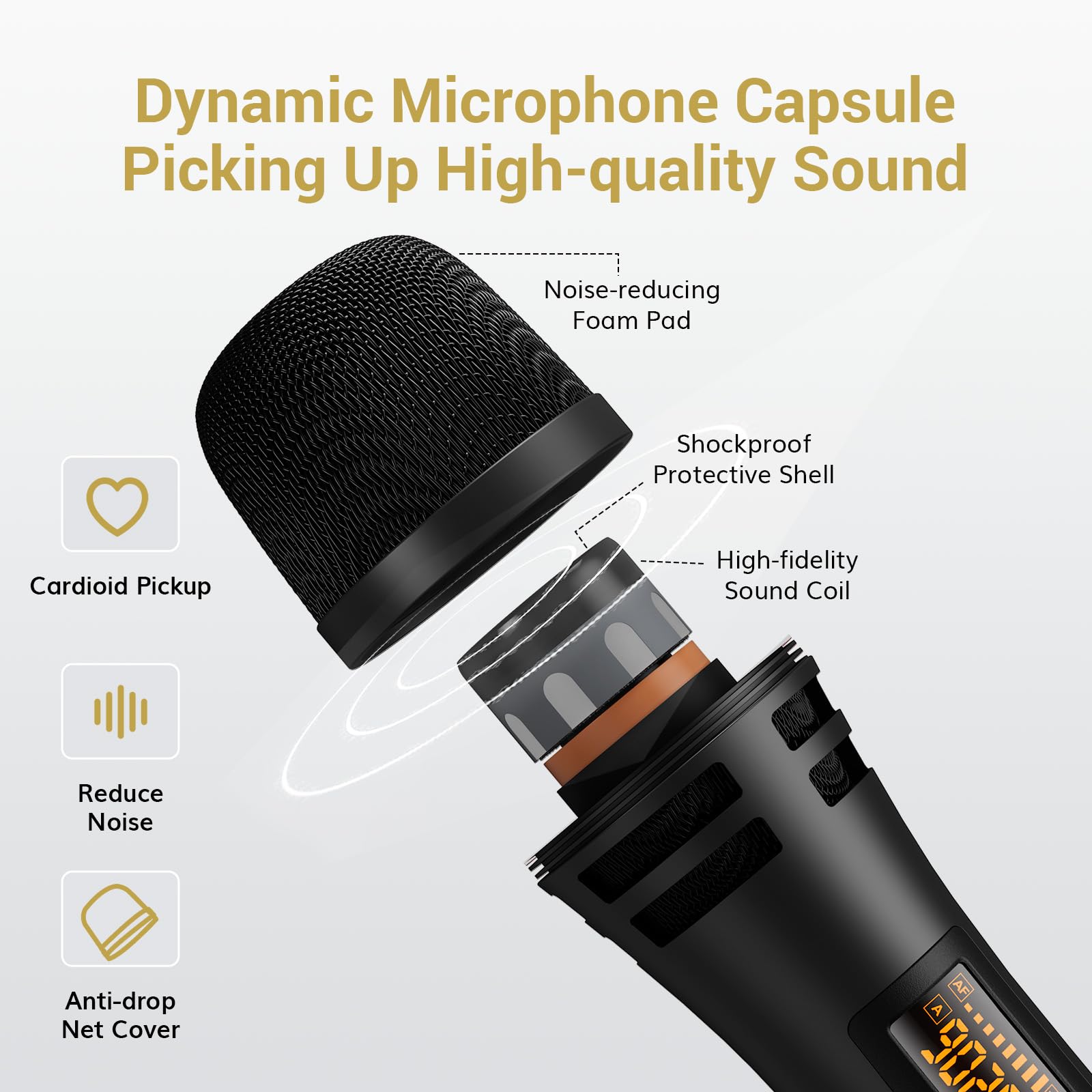 TONOR UHF Wireless Microphone System - Cordless Karaoke Microphone Kit with Receiver, Dynamic Handheld Mic for Singing, Church, Events | 200ft Range, Adjustable Frequencies | Perfect for Home Karaoke, Worship Services & Live Performances (TW350, Black)