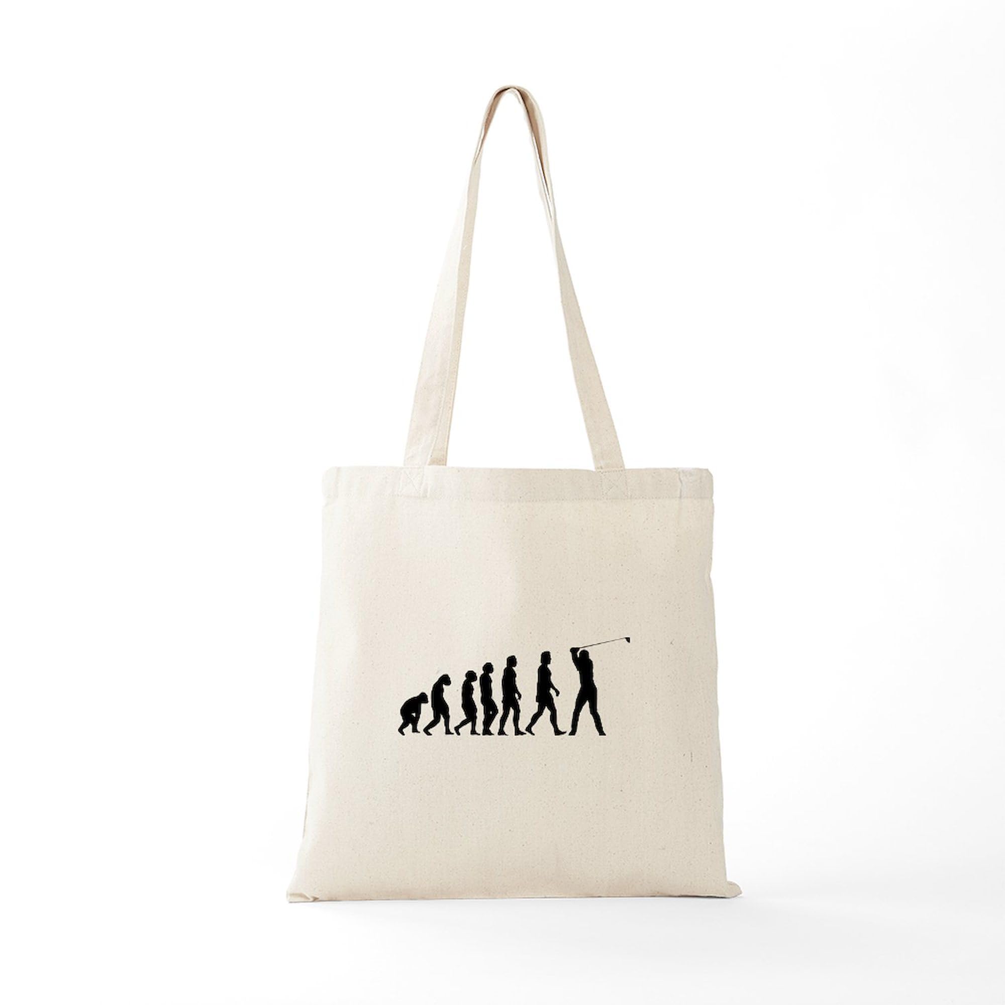 The Evolution Of Golf Tote Bag - Natural Canvas Reusable Shopping Bag for Golf Enthusiasts - Perfect for Golf Outings, Grocery Shopping & Beach Trips