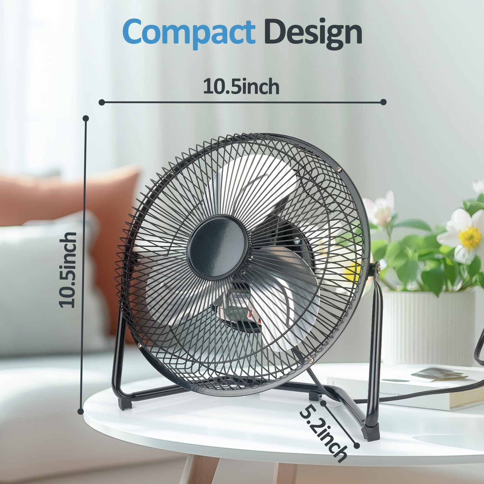 BEESTAR 9 Inch 3-Speed Quiet Floor Fan - Adjustable Tilt Metal Desk Fan for Home, Office & Bedroom - Portable Cooling Fan for Indoor Use, Personal Space & Workspace (Black)