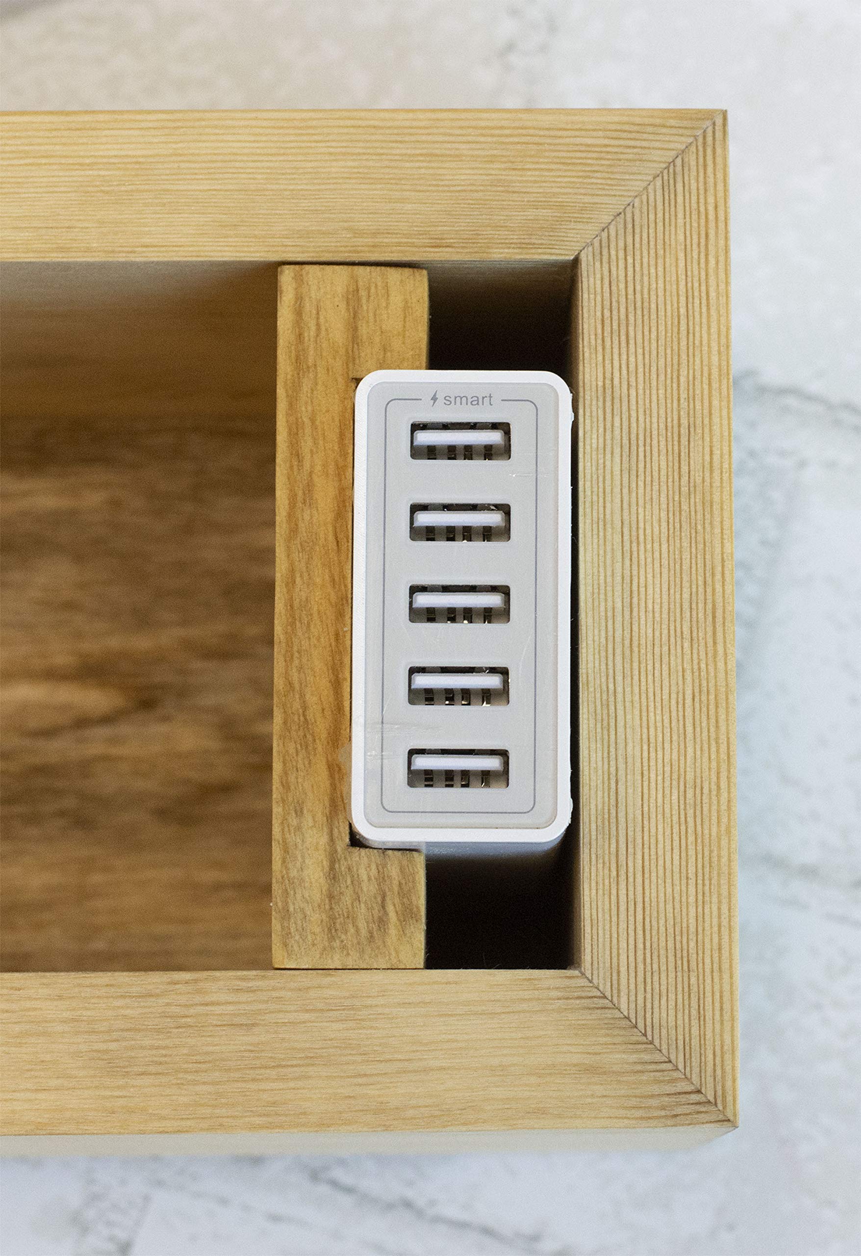 Unplug Box Rustic Wood Planter - Personalized Family Cell Phone Holder with Optional Charging Station | Home & Office Organization | Perfect for Living Room, Kitchen, or Bedroom Decor
