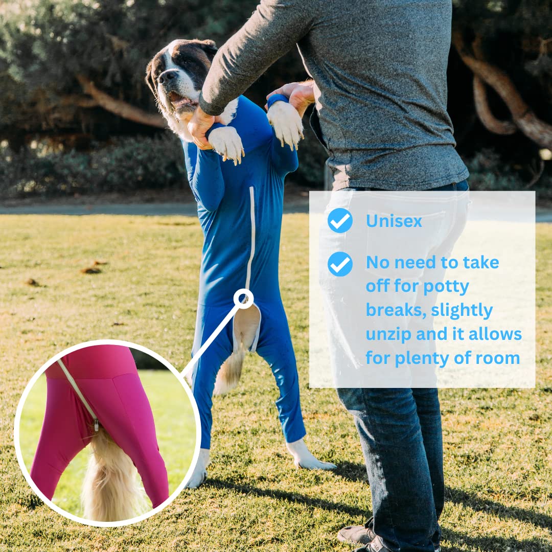 **Shed Defender Original Dog Onesie - Shark Tank Featured, Anti-Shedding Dog Onesie, USA Designed, Post-Surgery Recovery Suit, Anxiety & Hot Spot Relief, Vet Approved for Dogs - Perfect for Grooming, Travel & Calming Nervous Pets**